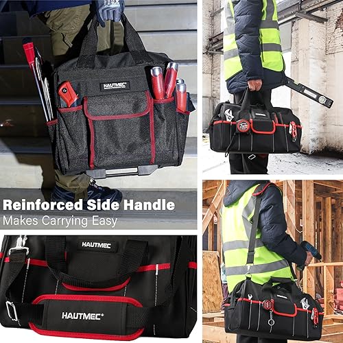 Miniatura 7 de HAUTMEC HT0288 - Juego de 2 bolsas de herramientas con ruedas de alta resistencia, bolsa de herramientas de 14.5 pulgadas sobre ruedas y bolsa de