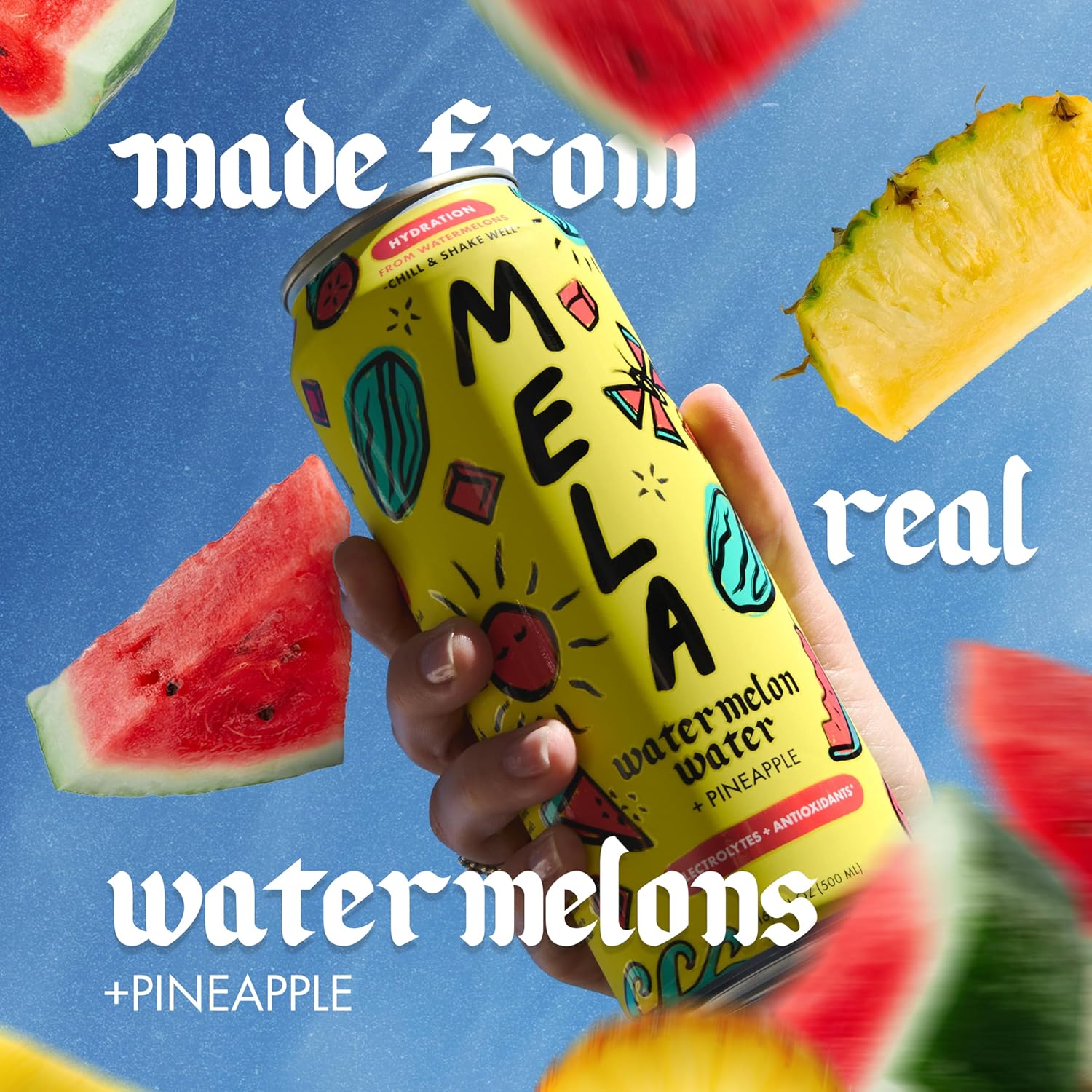 Mela Watermelon Water - Watermelon Juice, 100 Percent Natural Fruit Juice with Vitamin C, Electrolytes, Antioxidants - Coconut Water Alternative, Gluten-Free (Pineapple, 16.9 fl oz, 12-pack)
