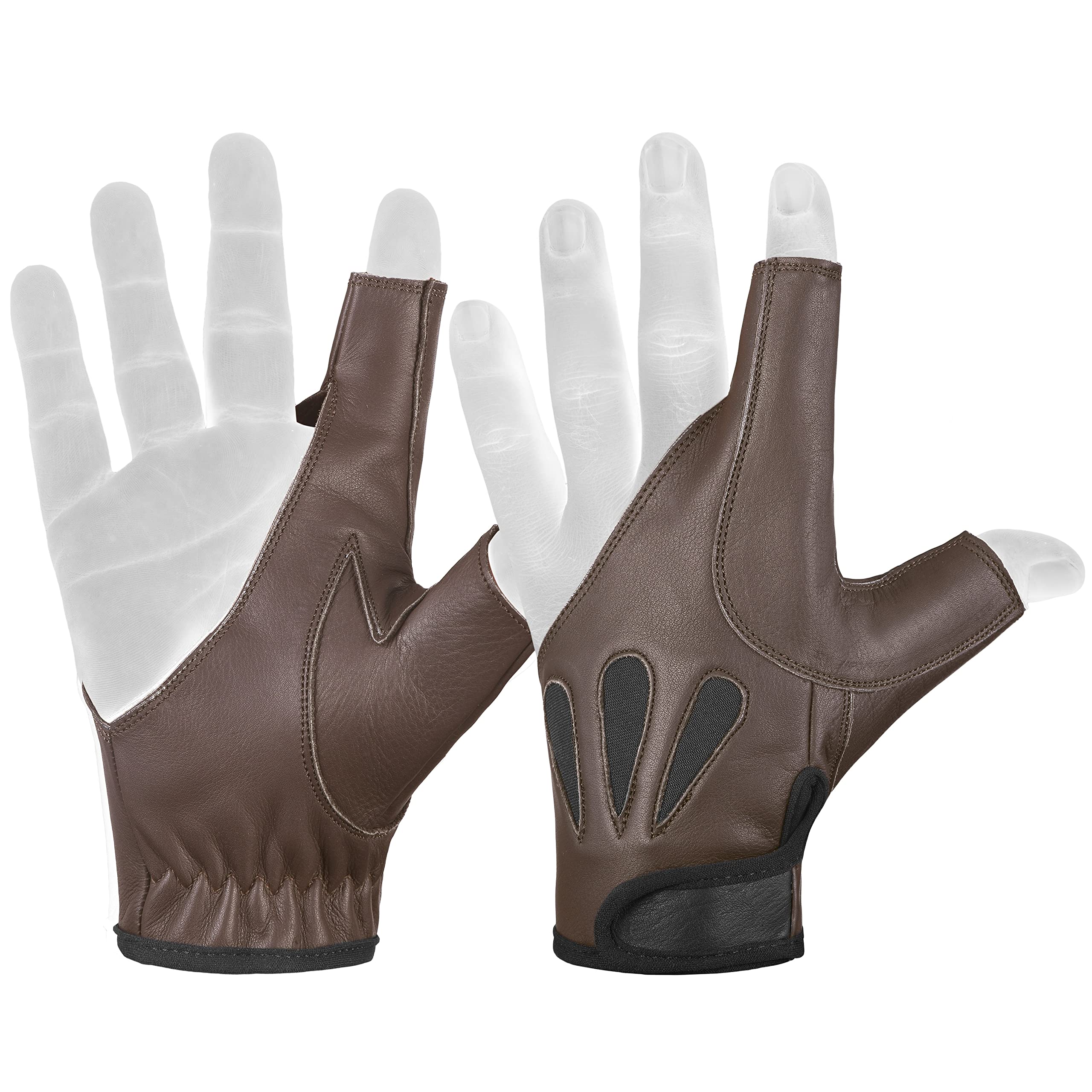 Daskz American Bow Glove One Finger Shooting Left hand Gloves- Professional Leather Archery hunting Gloves for Adults (Beige, S)