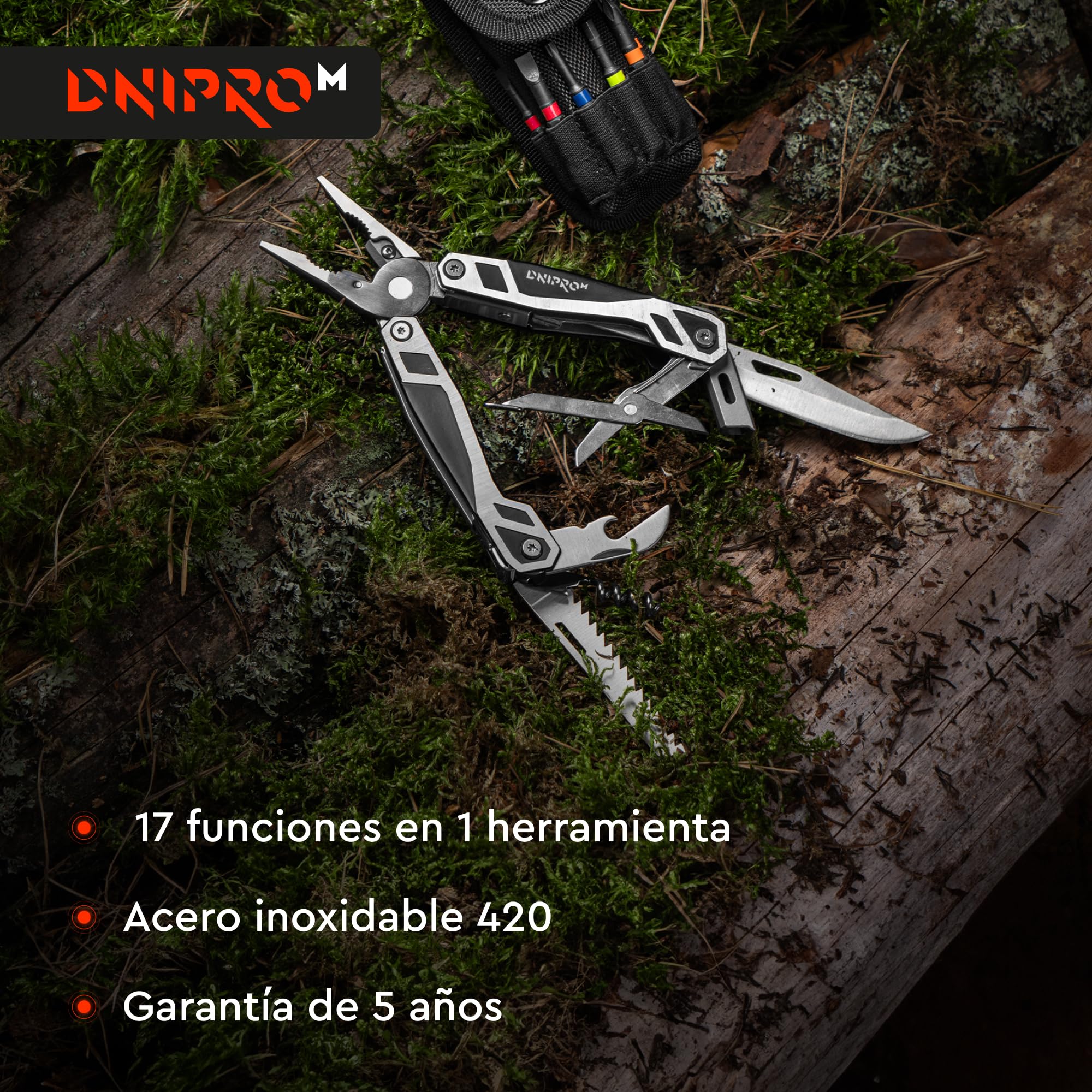 Multiherramienta Dnipro-M de Alicates 17 en 1, en Acero Inoxidable 420