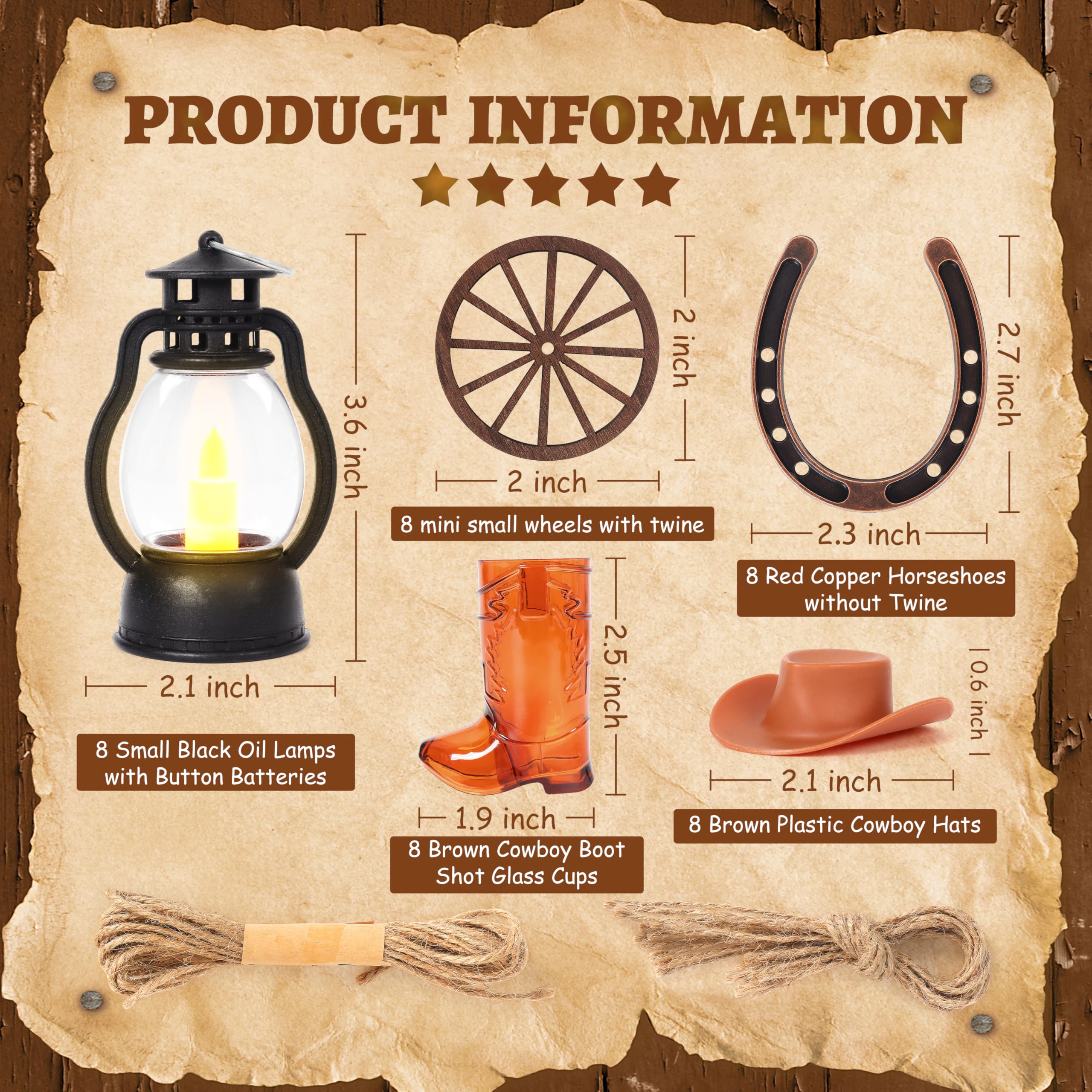 Table Centerpiece Decor Vintage Western Party Decor Set Mini