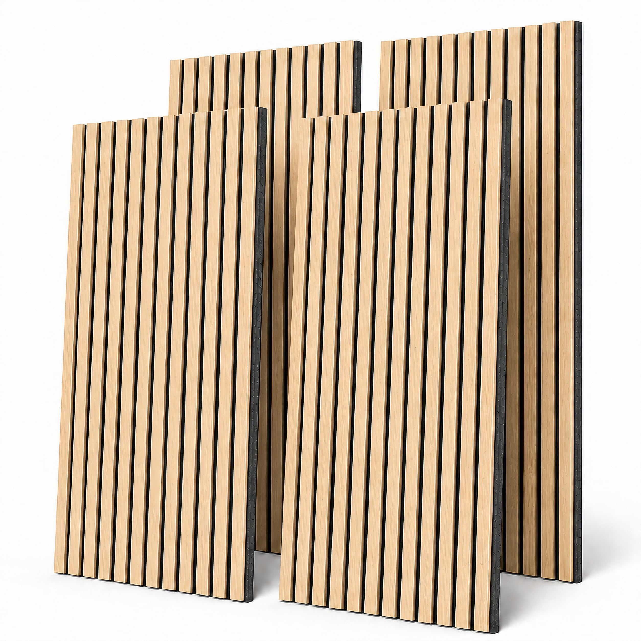 Set 4 Pannelli Fonoassorbenti Legno Impiallacciato, 60 x 120 cm, Pannelli Decorativi per Pareti 3D, Pannelli Acustici per Soffitto, Soggiorno e Ufficio, Rovere Naturare
