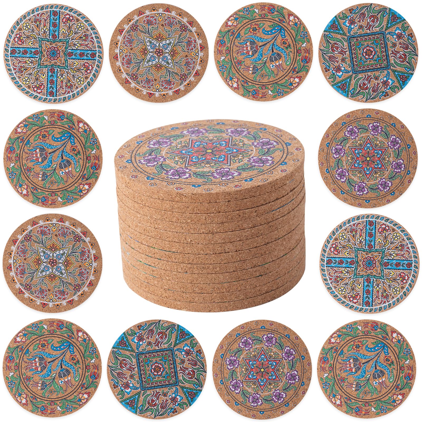 STARUBY 12 Pcs Cork Coasters