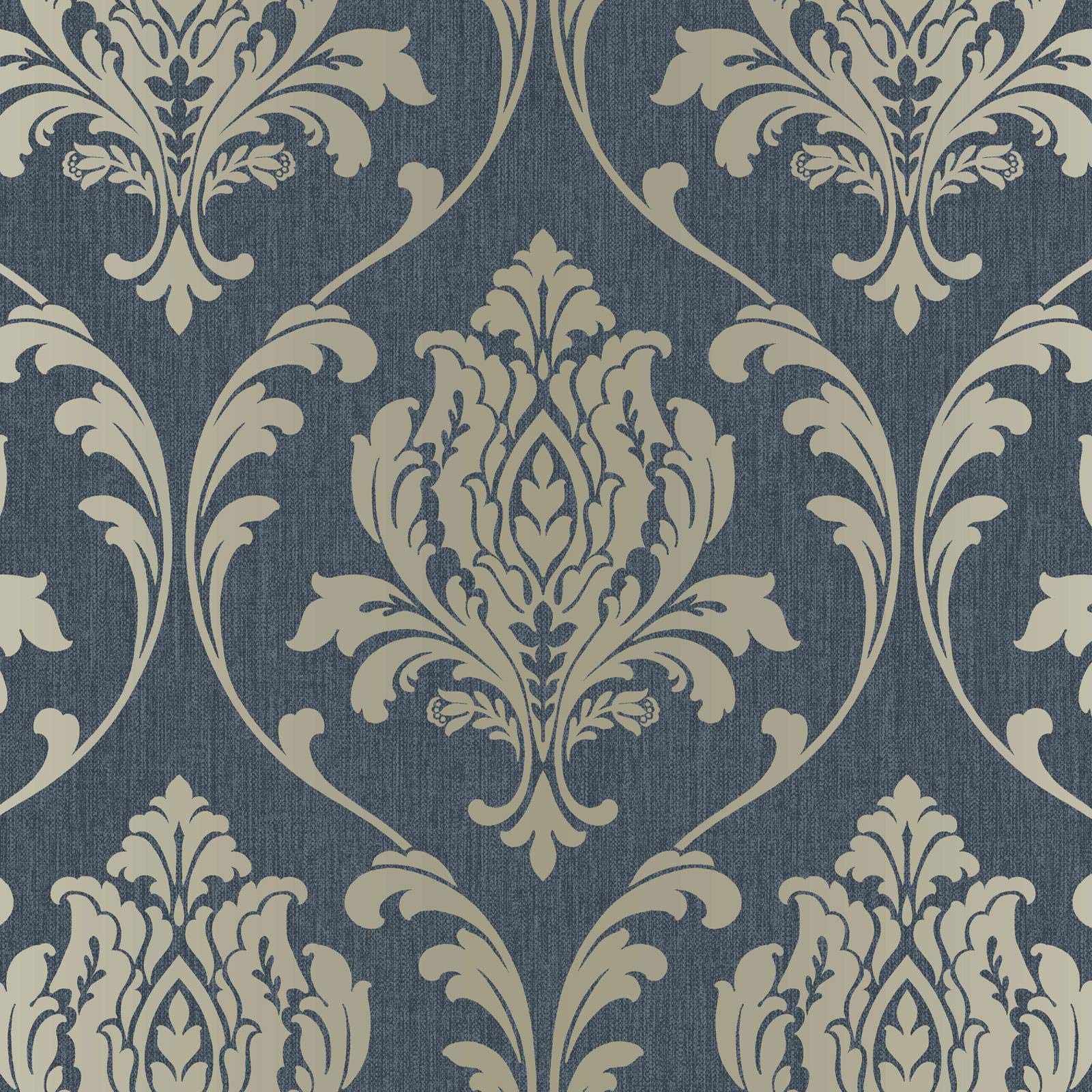Rasch Navy/Gold Highgrove Damask Duplex Wallpaper 274997