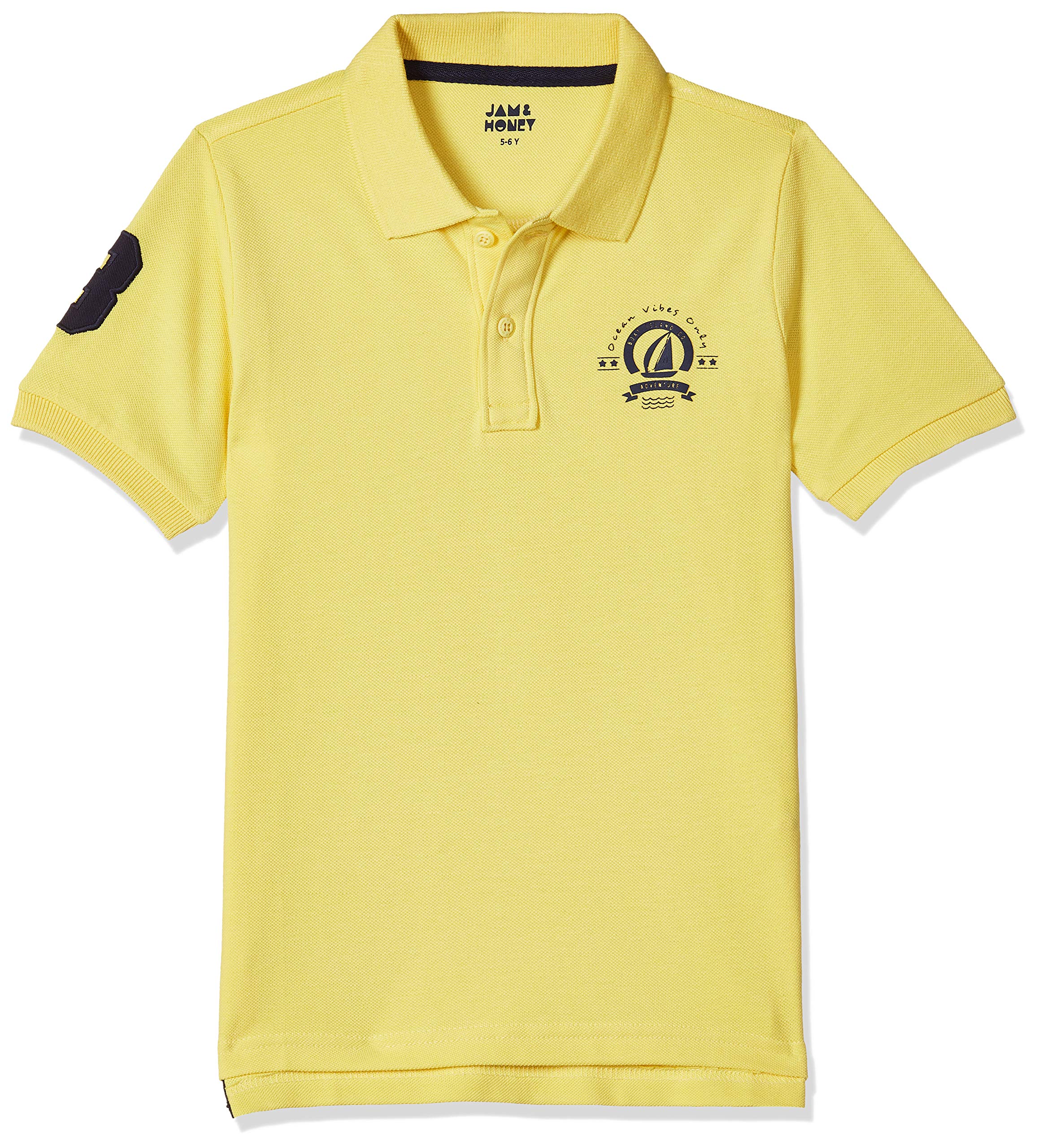 Amazon Brand - Jam & HoneyT Shirts for Regular Fit Solid Print Polo | 100% Cotton Half Sleeves Boys Tshirt