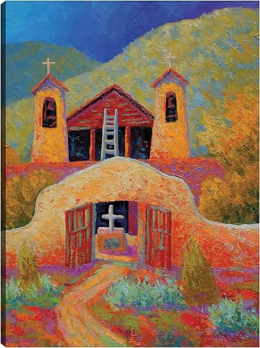 Fine Art Canvas Chimayo 1 lienzo impreso por la artista Marion Rose para sala de estar, dormitorio, baño, cocina, oficina, bar, comedor y habitación