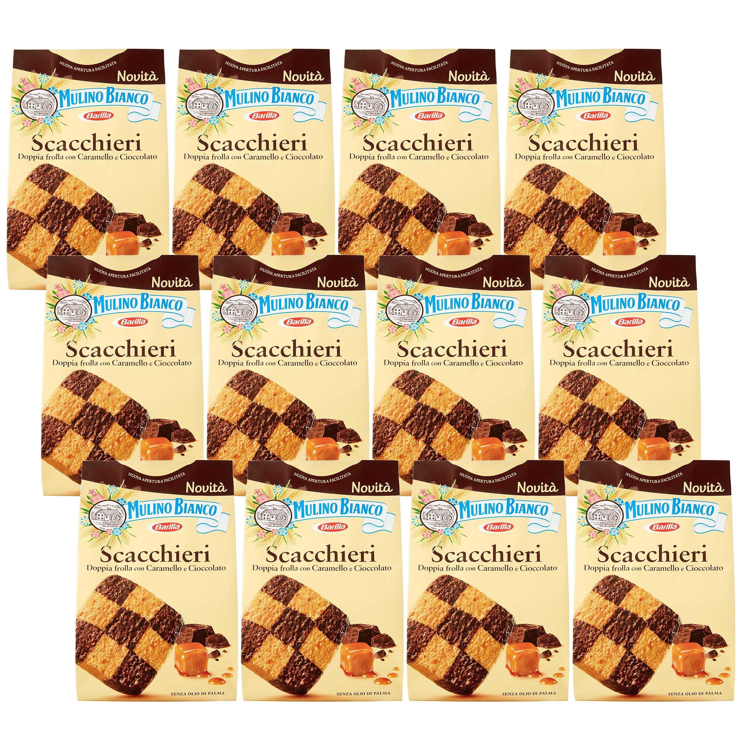 MULINO BIANCO Scacchieri - Biscuits italiens au chocolat et au caramel 300g x 12 parcelles (Scacchieri, x12)