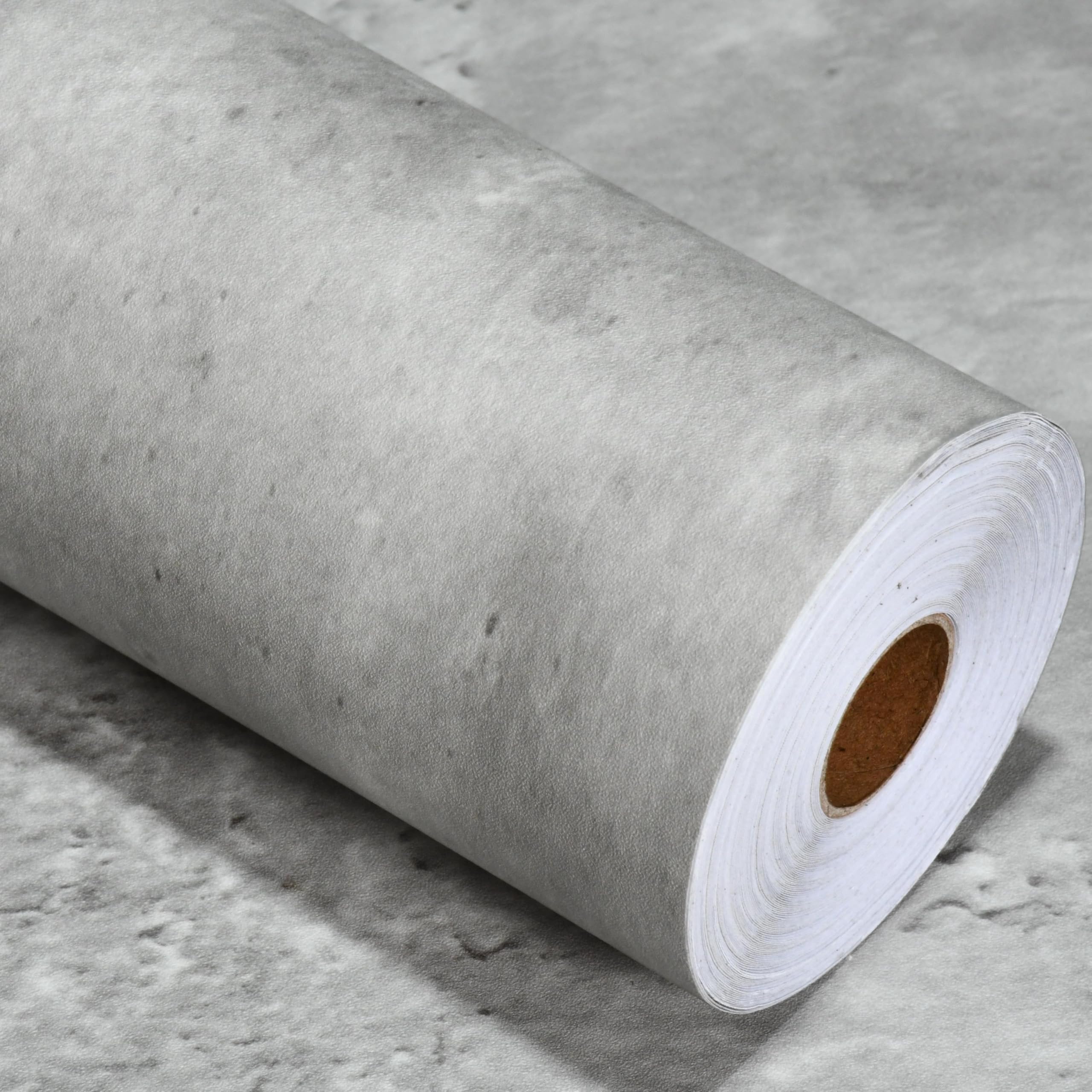 Papel tapiz de hormigón gris claro de 16 x 591 pulgadas, papel de contacto texturizado de cemento sintético gris 3D, autoadhesivo, impermeable, mate, moderno, industrial, para dormitorio, baño
