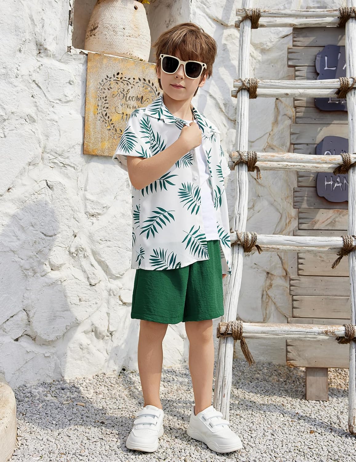 Arshiner Boys 2 Piece Outfits Hawaiian Shorts Sets Button Down Shirt and Shorts Summer Beach Clothes for 2-12 Years - Image 4