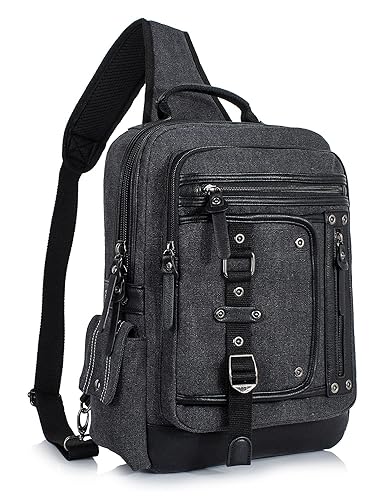 Leaper Sling Backpack Men Large: Canvas Messenger Bag for Men