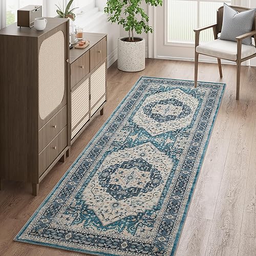 Miniatura 104 de jinchan Alfombra de Área 2x3 pies Alfombra Vintage de Entrada Lavable Bohemia Tapete Interior para Puerta Medallón Floral Tapete Pequeño para Puerta