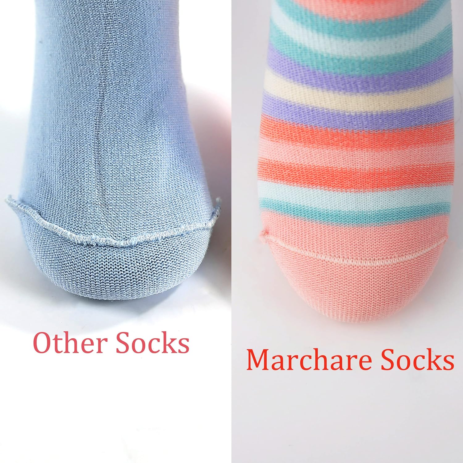 Marchare Girls Cotton Crew Socks Kids Casual Socks School Socks Rainbow Stripes 5 Pack - Image 5