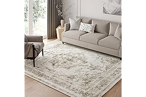 Vintage Taupe Medallion Washable Area Rug for Home Decor