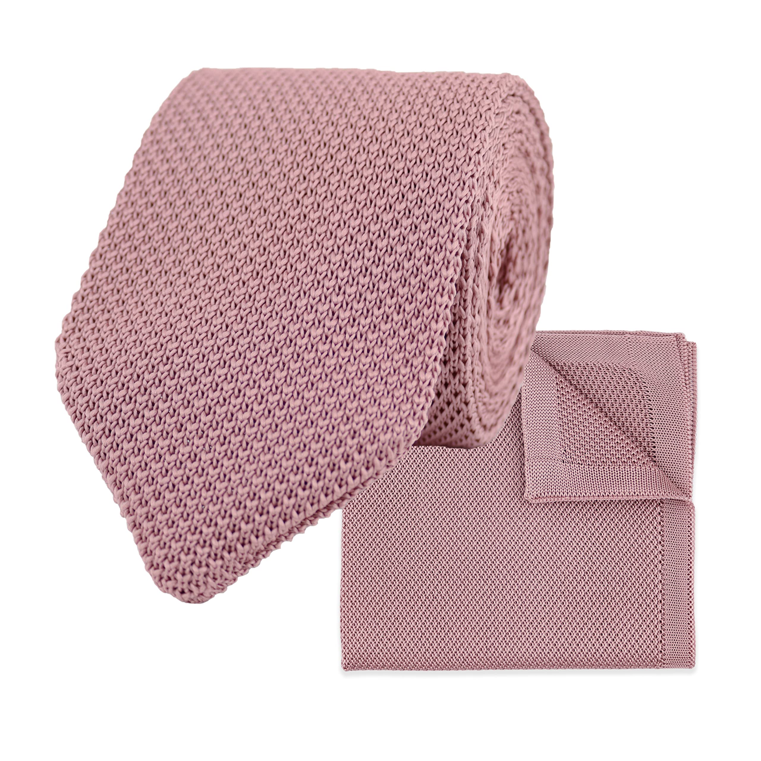 The Gents Lab Men's Dusty Pink 100% Polyester Knitted Tie & Pocket Square Sets - Many Colours (Dusty Pink)