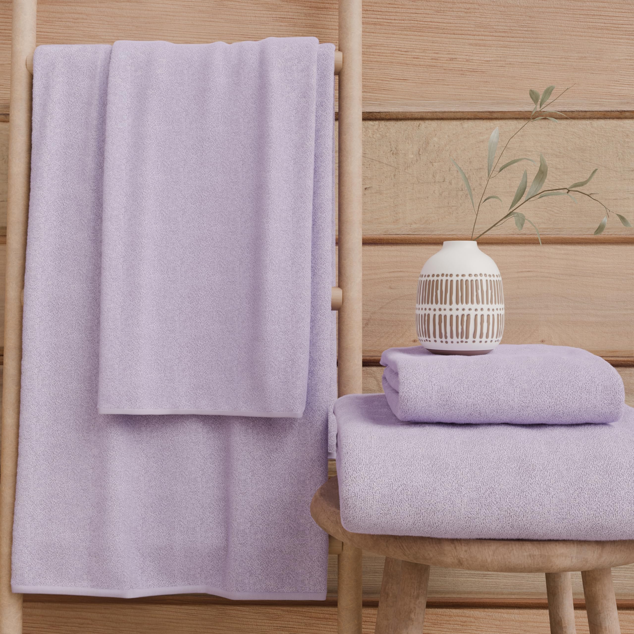 PETTI Artigiani Italiani - 100% Cotton Terry Bath Towels, 1+1 Towel Set, 2 Pieces 1 Face Towel and 1 Hand Towel, Lilac Towels