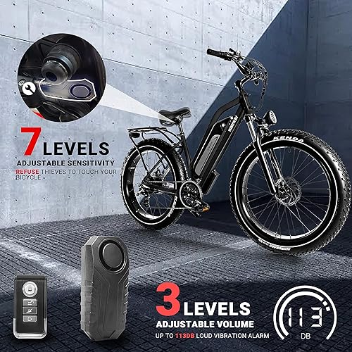 Miniatura 2 de Himiway Bocina de alarma para bicicleta con control remoto IP65, impermeable, antirrobo, alarma de bicicleta, sensor de movimiento de vibración de