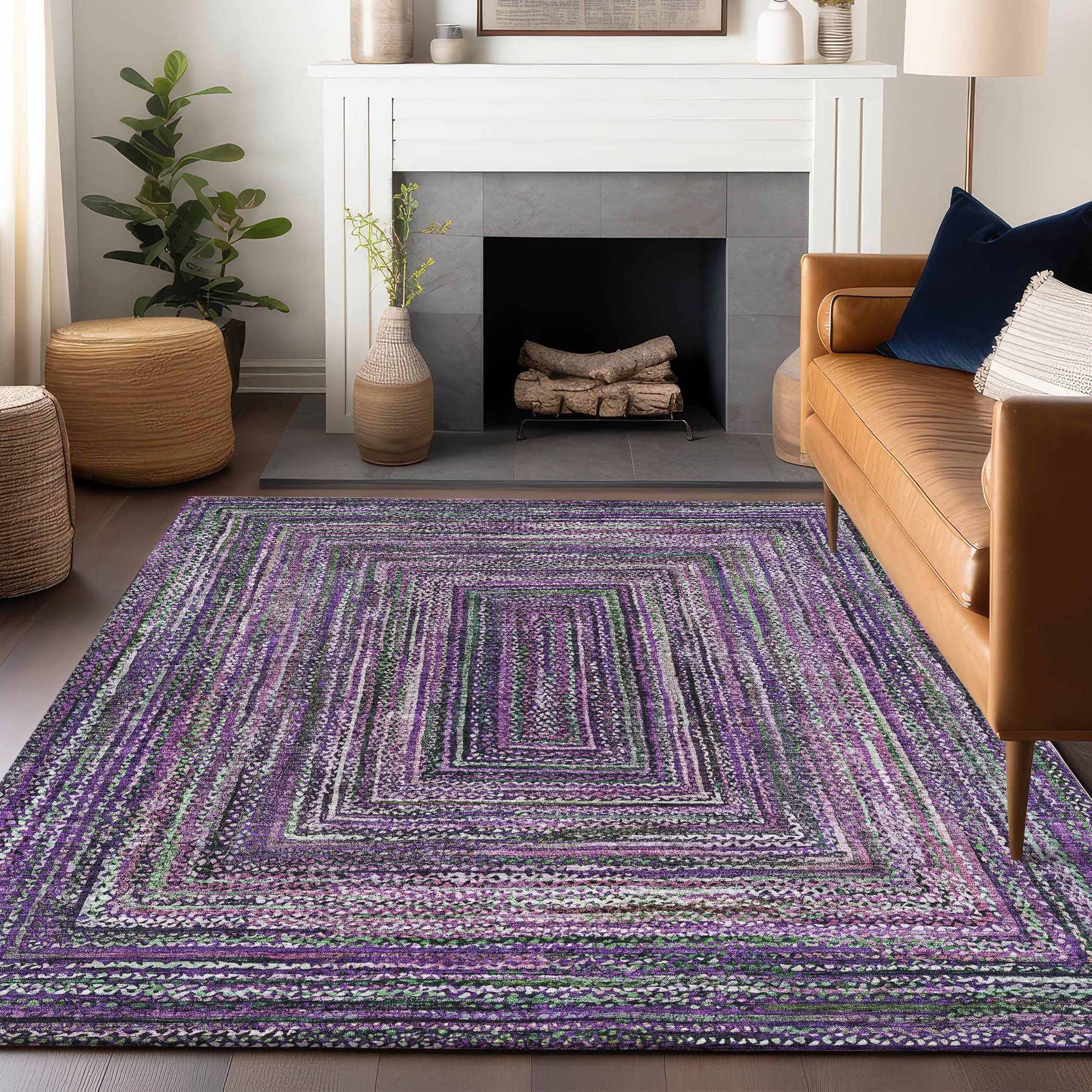 Addison Rugs Chantille ACN1725 Purple 9' x 12' Indoor/Outdoor, Machine Washable, Easy Clean, Non Shedding, Bedroom, Living Room, Dining Room, Kitchen,