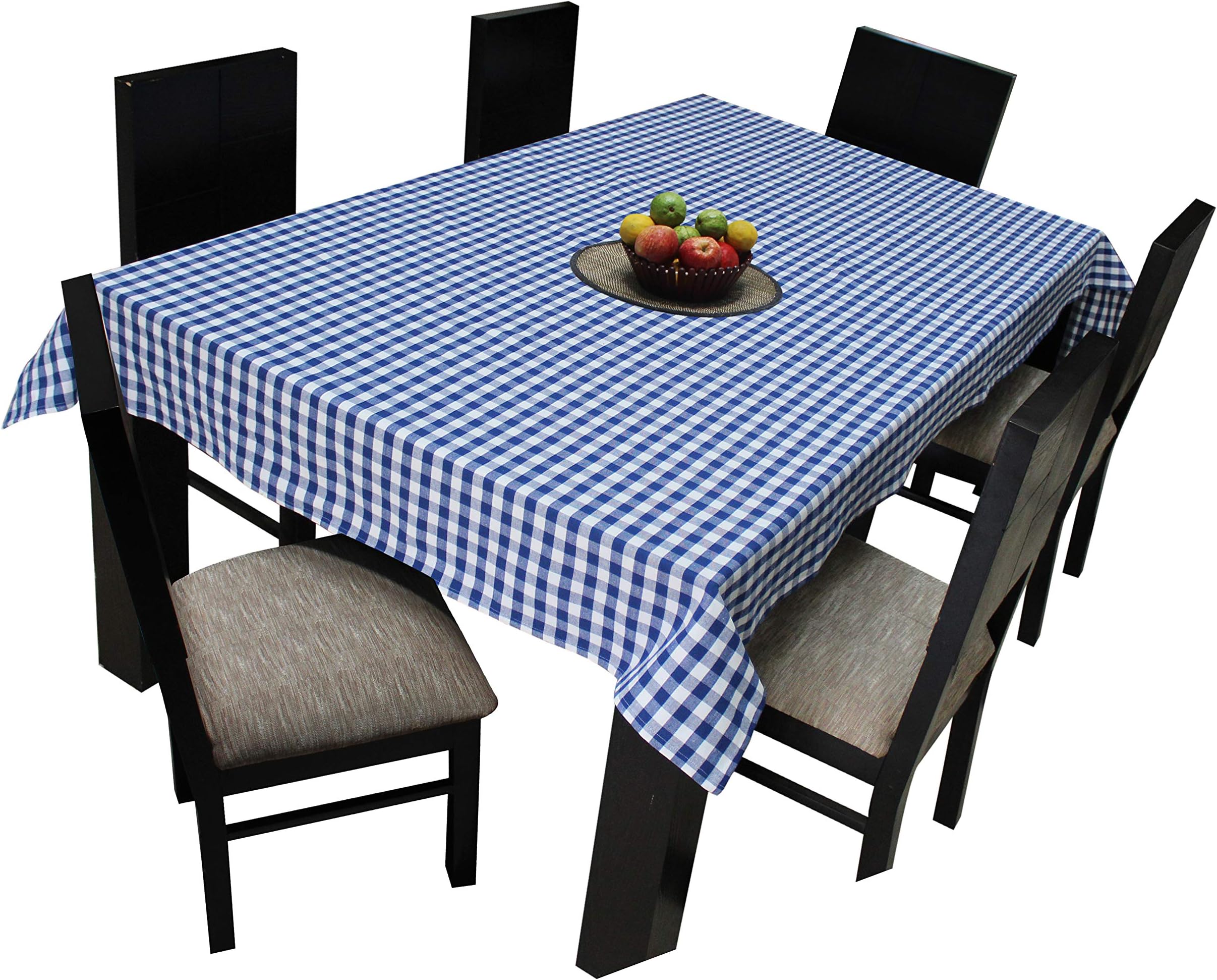 Airwill Branded, 100% Cotton Yarn-Dyed Multicolor Checks with 6/8 Seater Tablecloth, Sized 140cm Width and 180cm Length, Pack of 1 Piece
