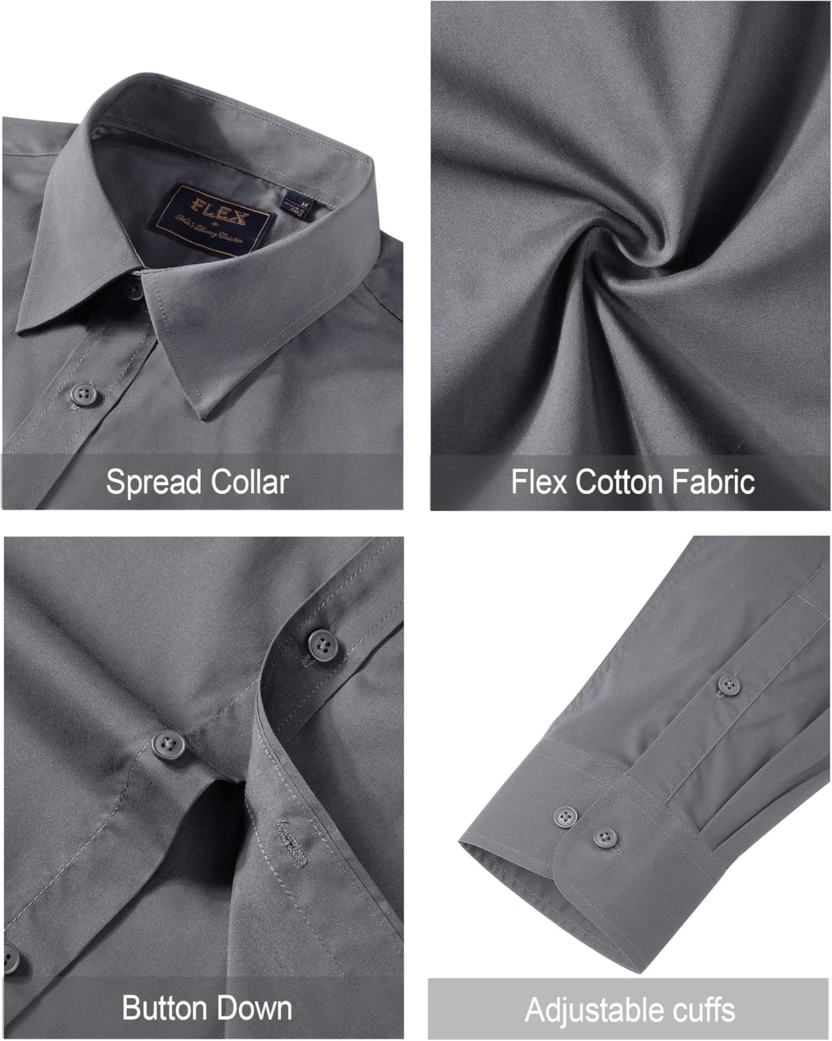J.VER Men's Dress Shirts Stretch Stain Shield Long Sleeve Solid Formal Shirt Business Casual Button Down Shirts - Image 5