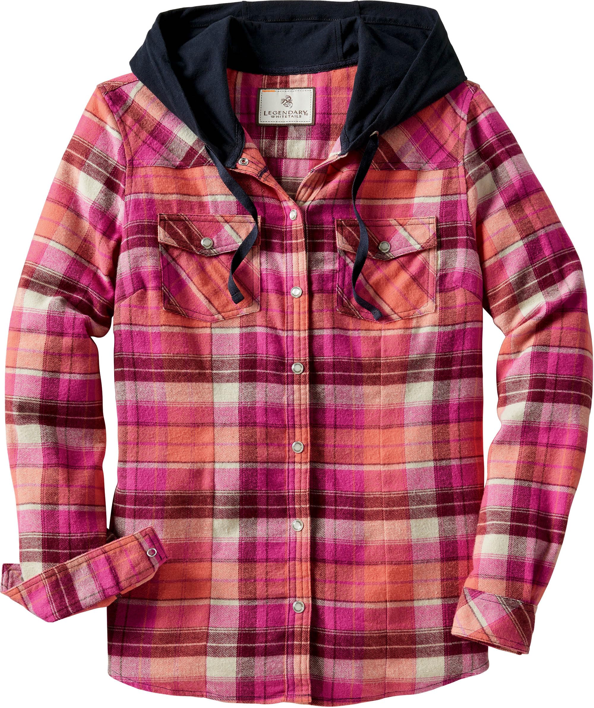 Legendary Whitetails Women's Lumber Jane Hooded Flannel Shirt, Fusion Plaid, M