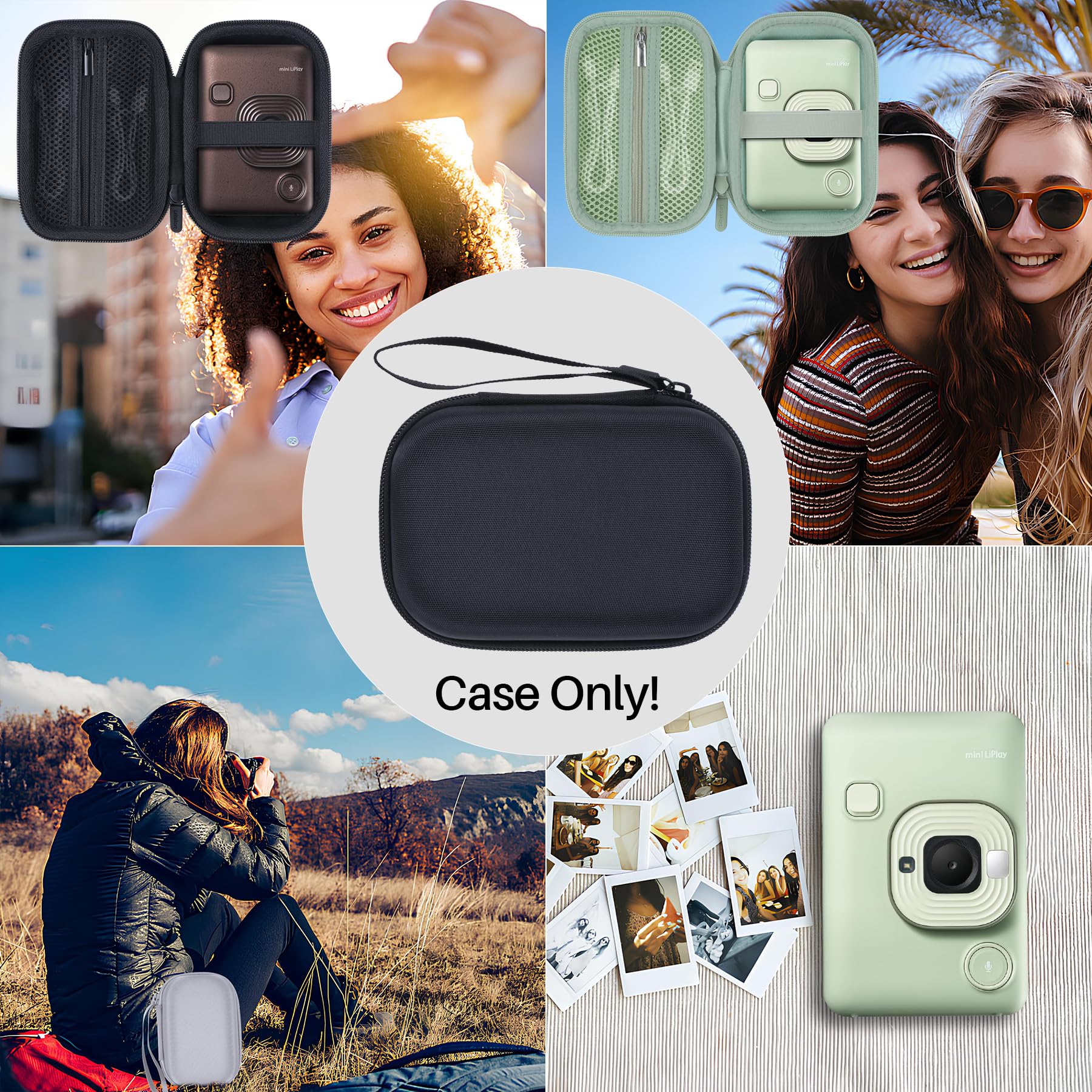 Lebakort Twarda obudowa kompatybilna z hybrydowym aparatem Fujifilm Instax Mini Liplay+/Liplay do natychmiastowego filmowania i drukowania zdjęć, Żółty+zielony, 15×10×8 cm, Klasyczny