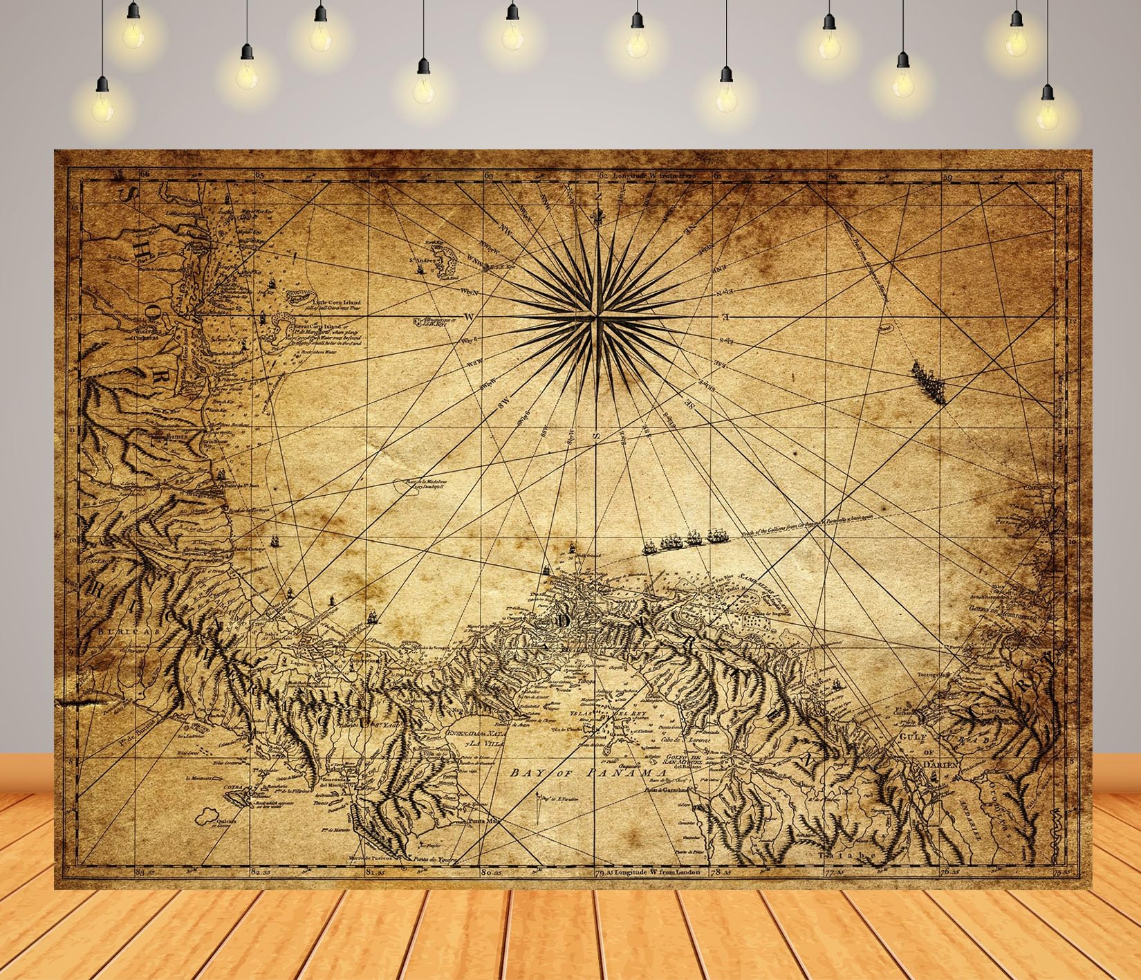 20x10FT (6x3m) Mappa Antica Di Isola Fantasy Sfondo Fotografico