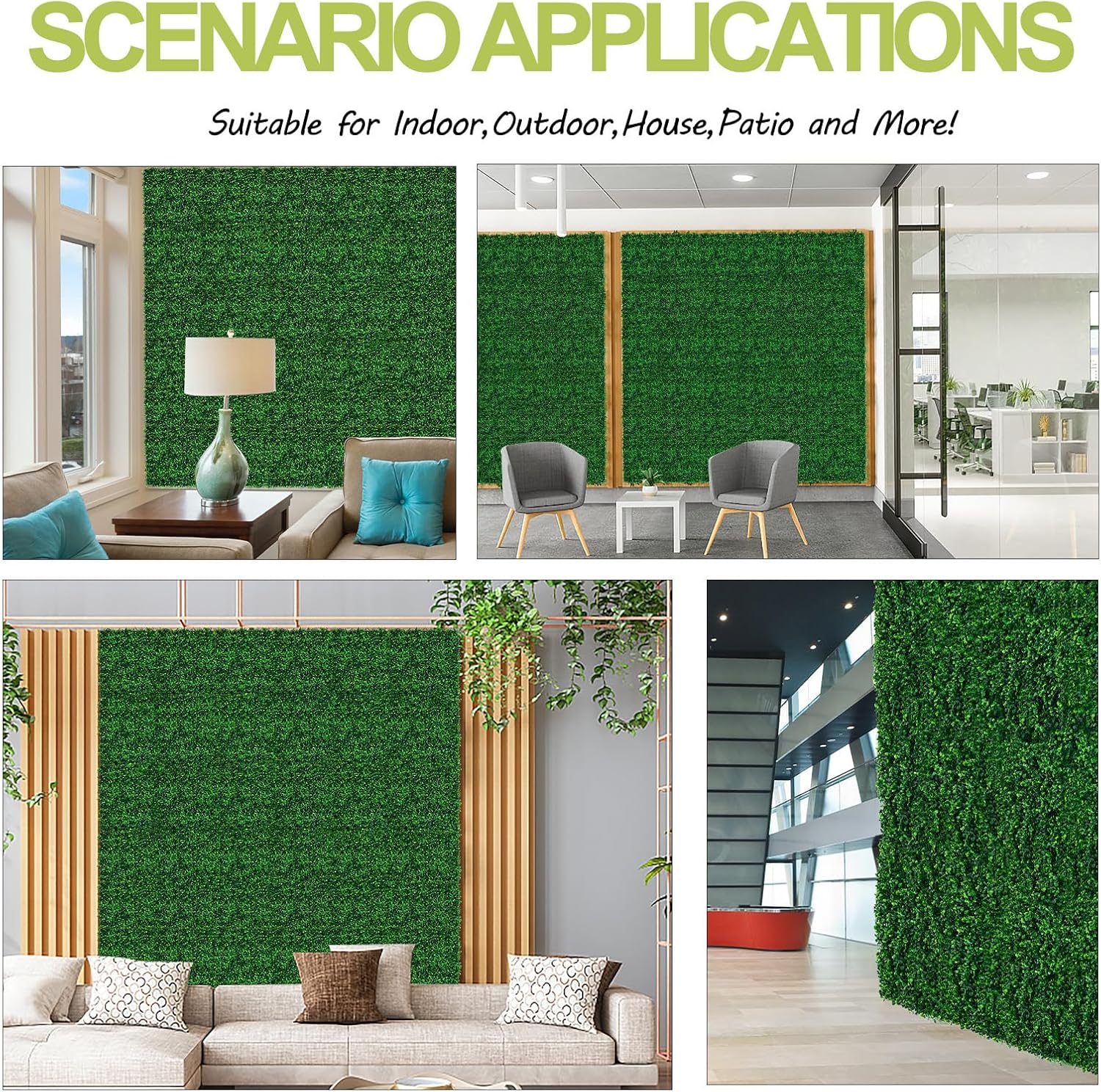 AOKIE 20X20 Artificial Grass Wall, 24Pcs Boxwood Hedge Wall Panels UV-Anti Grass Backdrop Wall Decor, Greenery Privacy Hedge Screen for Indoor Outdoor Patio Balcony, Party Garden Fence Decor