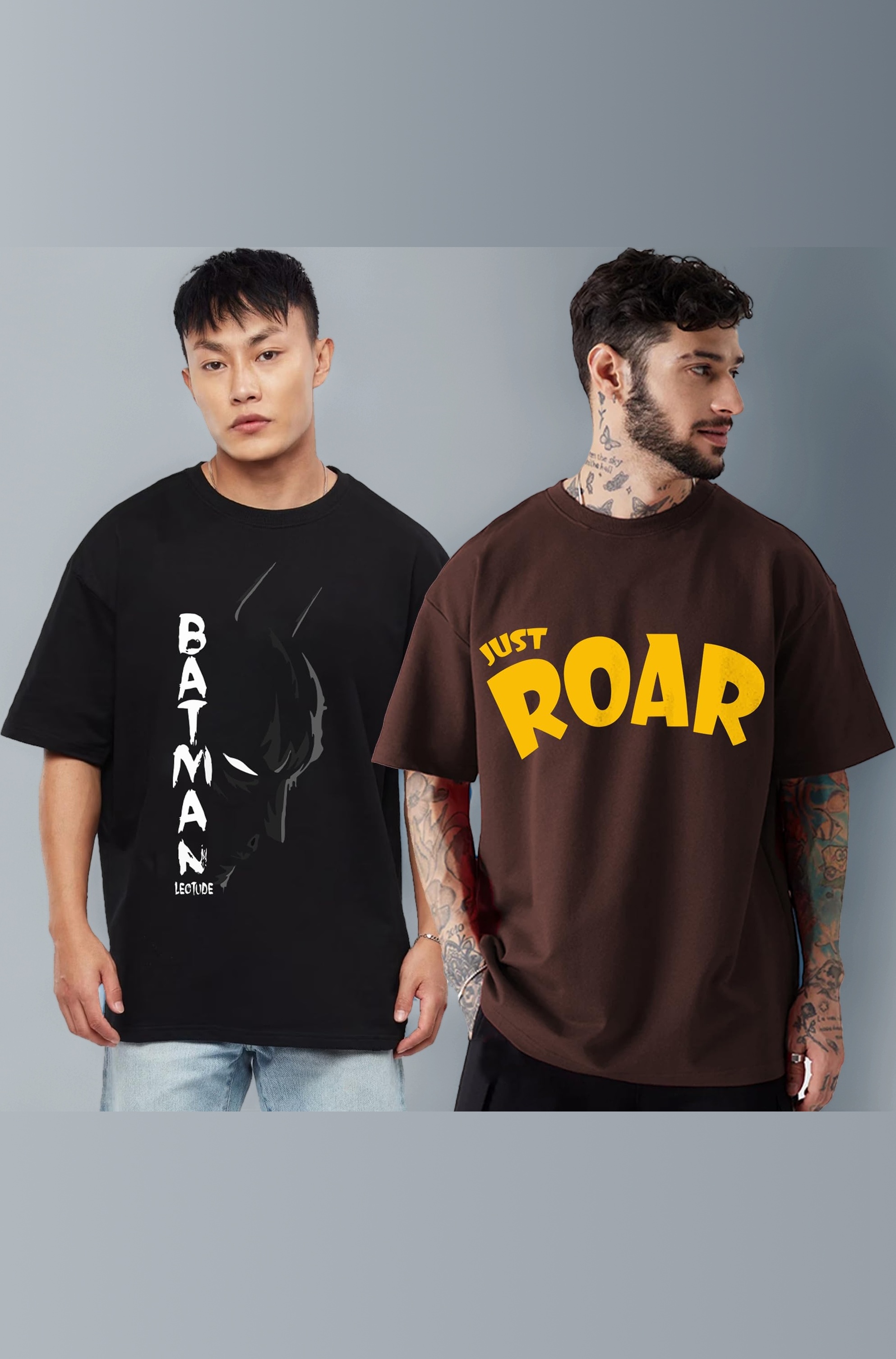 Cottonblend Oversized Half Sleeve Colorful Printed Combo T-Shirts for Mens (Pack of 2)