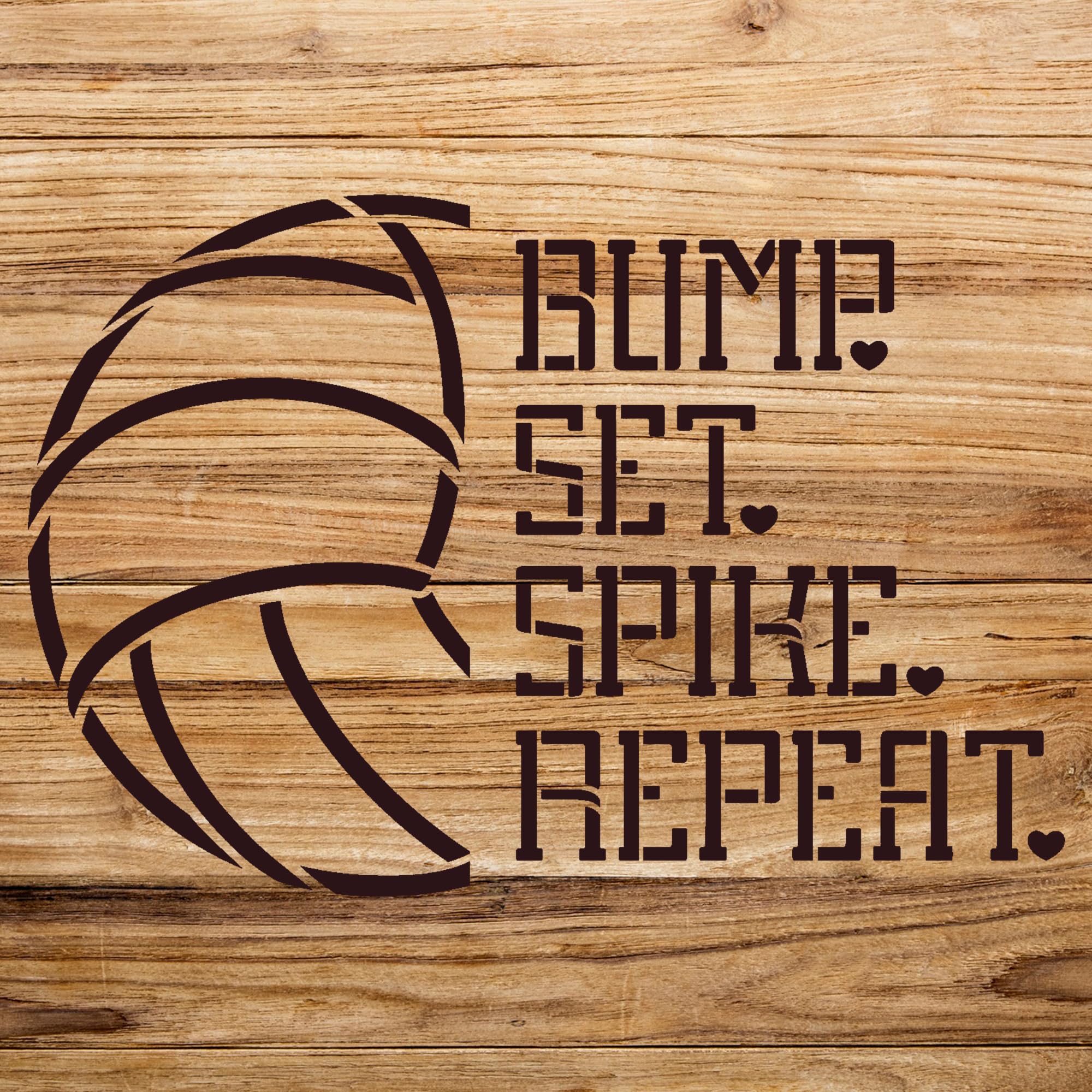 Volleyball Stencil Pattern for Crafts and DIY Projects, Perfect for Walls, Wood, and Sports-Themed Decor, Featuring Bump, Set, Spike Design for Athletes and Fans - Size A4 (11.0