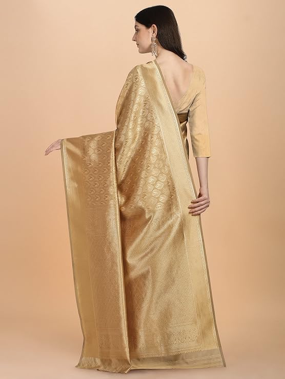 Jaanvi fashion Women's Kerala Banarasi Silk With Zari Jacquard Work Saree With Unstitched Blouse Piece