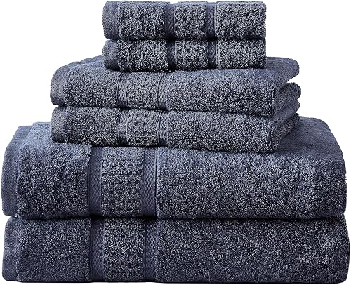 Nautica - Juego de toallas de baño de 6 piezas, absorbentes y resistentes a la decoloración, decoración de baño de moda (azul marino, 6 piezas)