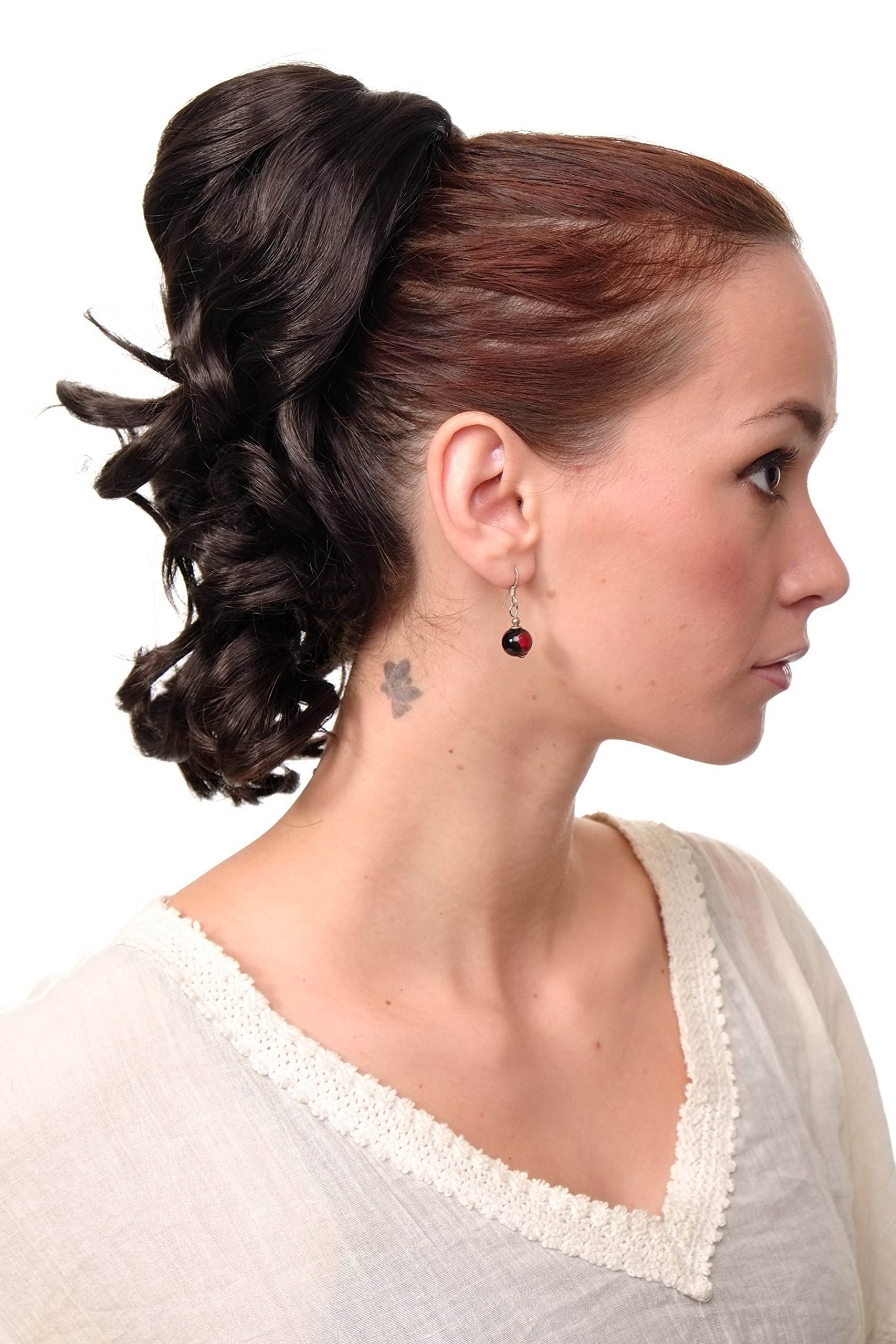 WIG ME UP - JL-3023-4 Hairpiece ponytail with comb and elastic draw string short wavy voluminous dark brown 14inch - Image 3