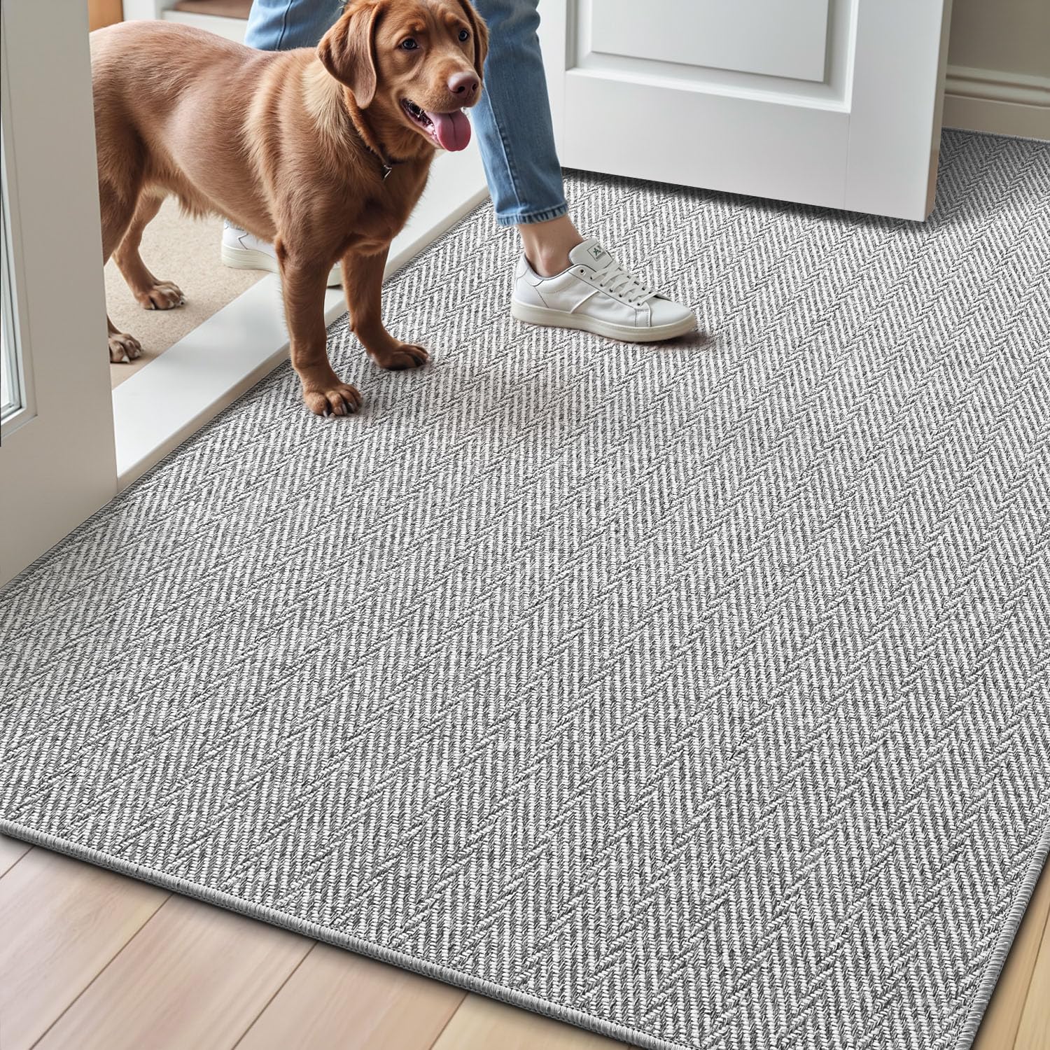 LUMI Ultra Thin Indoor Door Mat 80 x 120 cm, Entrance Doormat, Grey