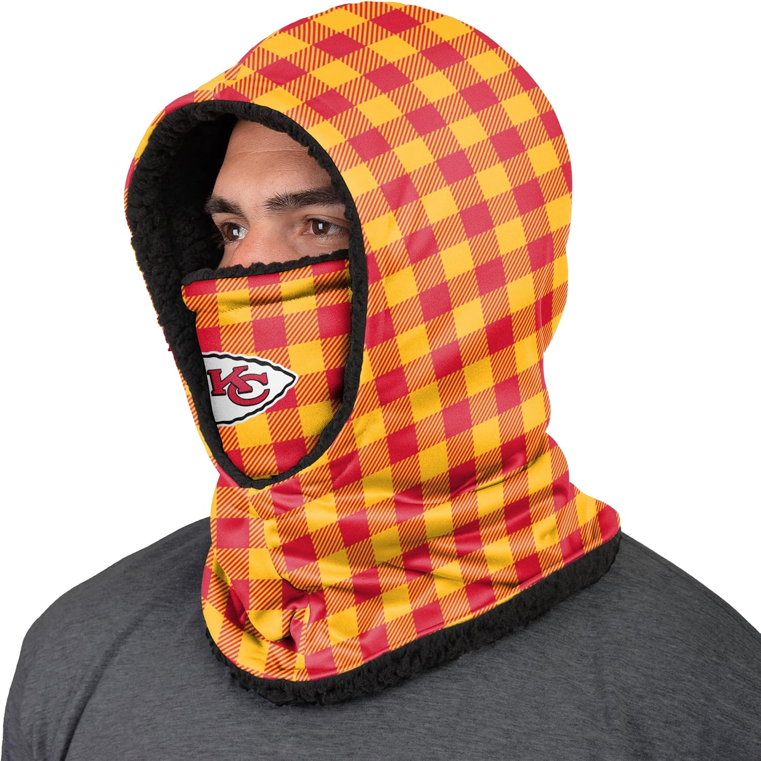 NFL Team Logo Plaid Hooded Gaiter Balaclava Face Cover - Image 2
