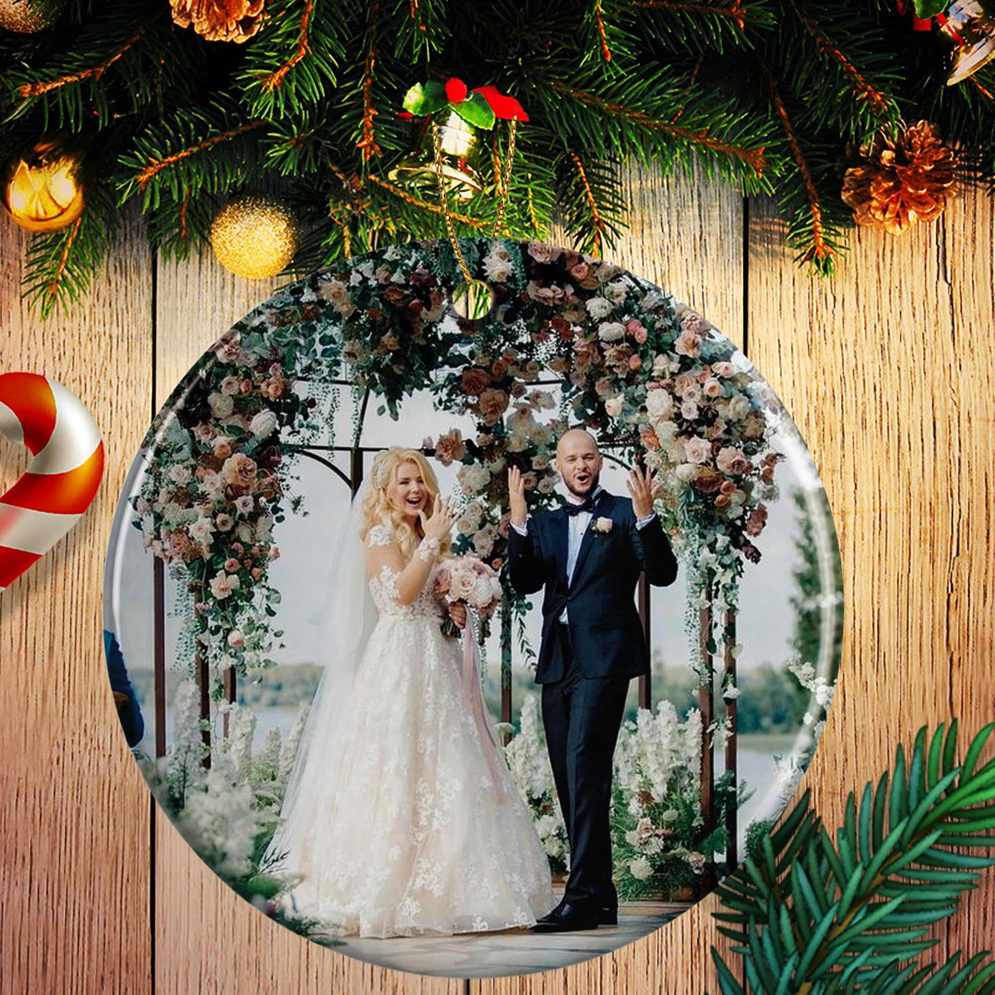 Bola de Navidad Personalizada con Foto, Adornos de Navidad Personalizadas, 2024 Adornos Arbol Navidad, Decoración de Navidad para Parejas, Familias, Mascotas, Regalos Personalizada