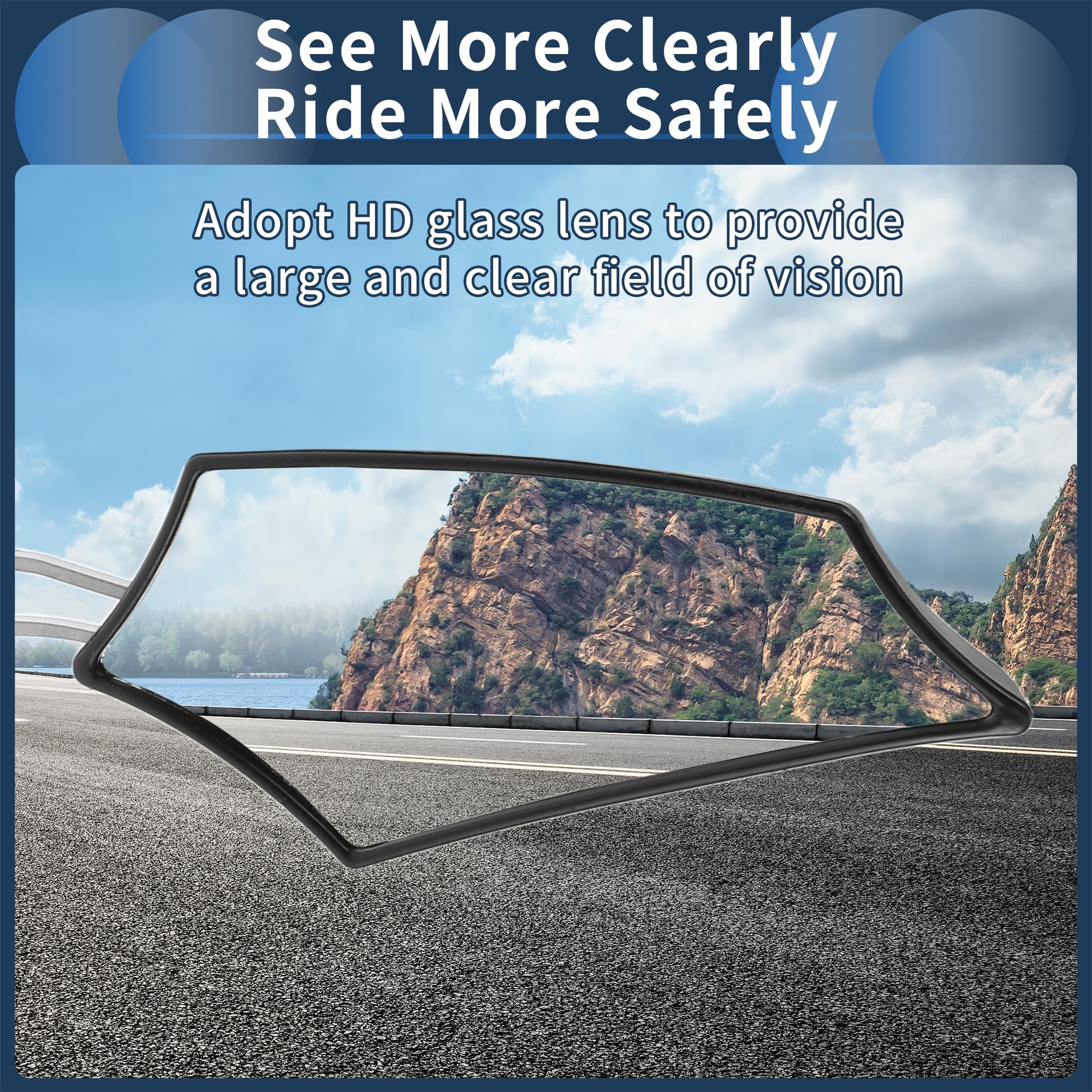 REPAIROCK 1 Set Motorcycle Rear View Mirrors Bar End Side Mirrors Mount Universal Adjustable Aluminum Alloy Plastic Black M10 M8 Prismatic Shape - View #8