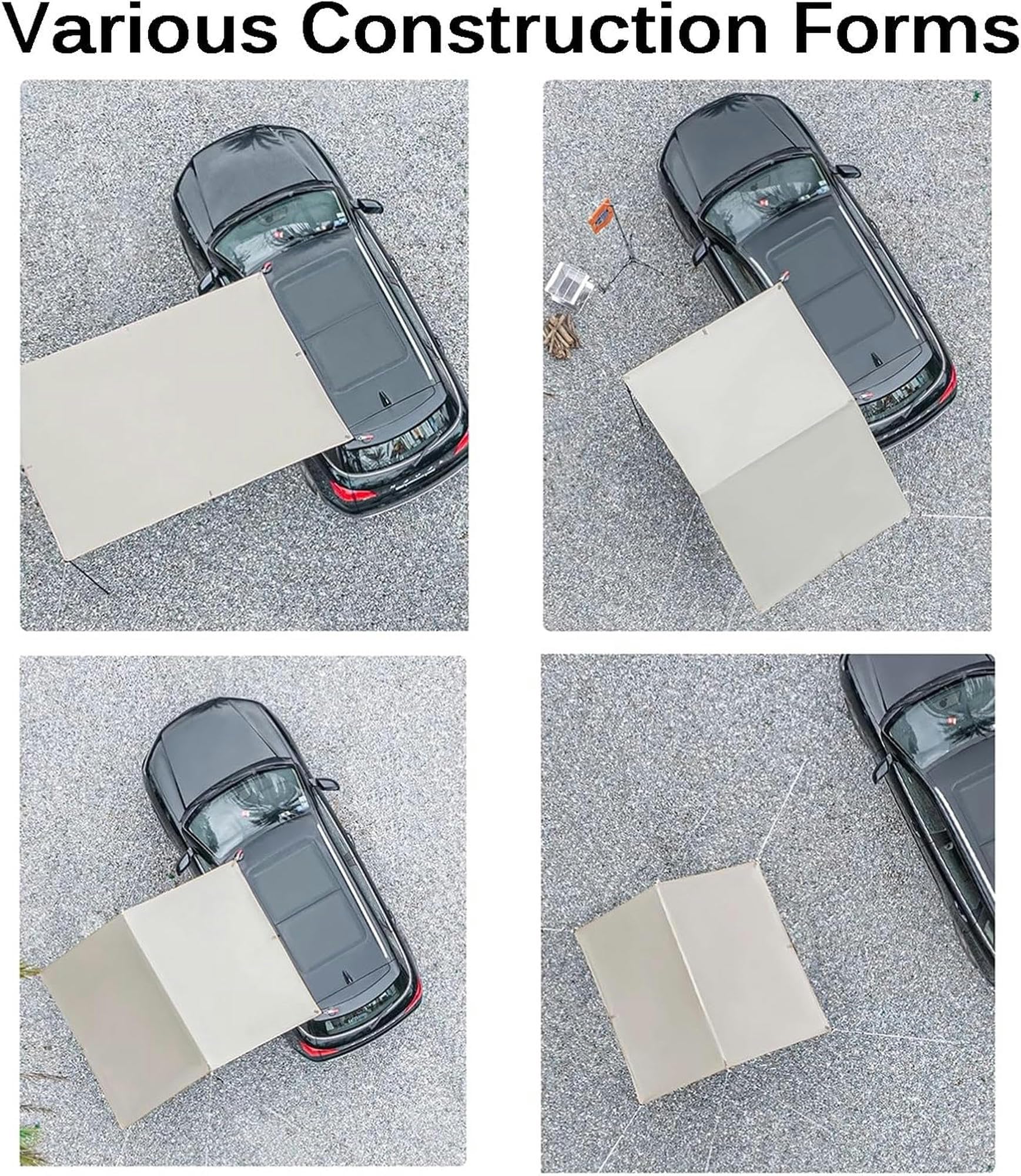 Veranda Camper Portatile, Tenda da Tetto Auto Impermeabile, Tendalino Multifunzionale con Pali Regolabili e Ventose