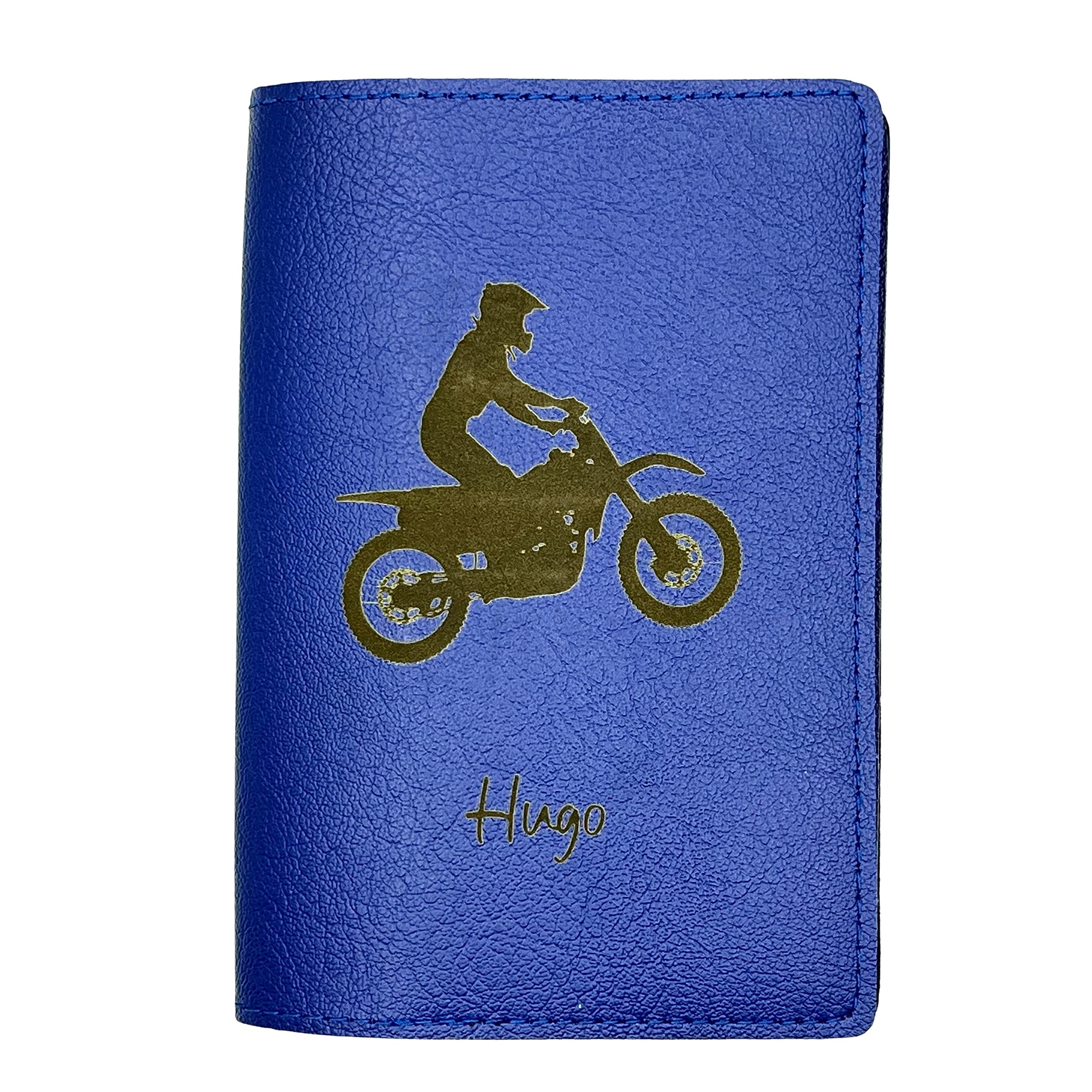 Pochette Carte Grise Personnalisée Bleu, Etui Made in France. Porte Personnalisable. Housse Range Papier Véhicule Assurance et Permis