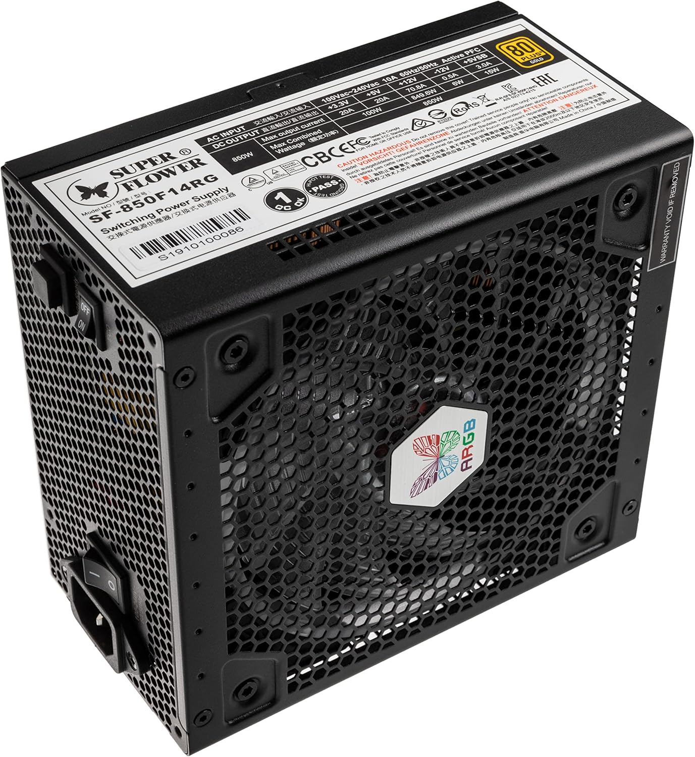 Super Flower Leadex III ARGB 850W 80+ Gold, 10 Years Warranty, Addressable LEDs with 5V Motherboard Sync/Analog Controlled, ECO Fanless & Silent Mode, Full Modular Power Supply, SF-850F14RG