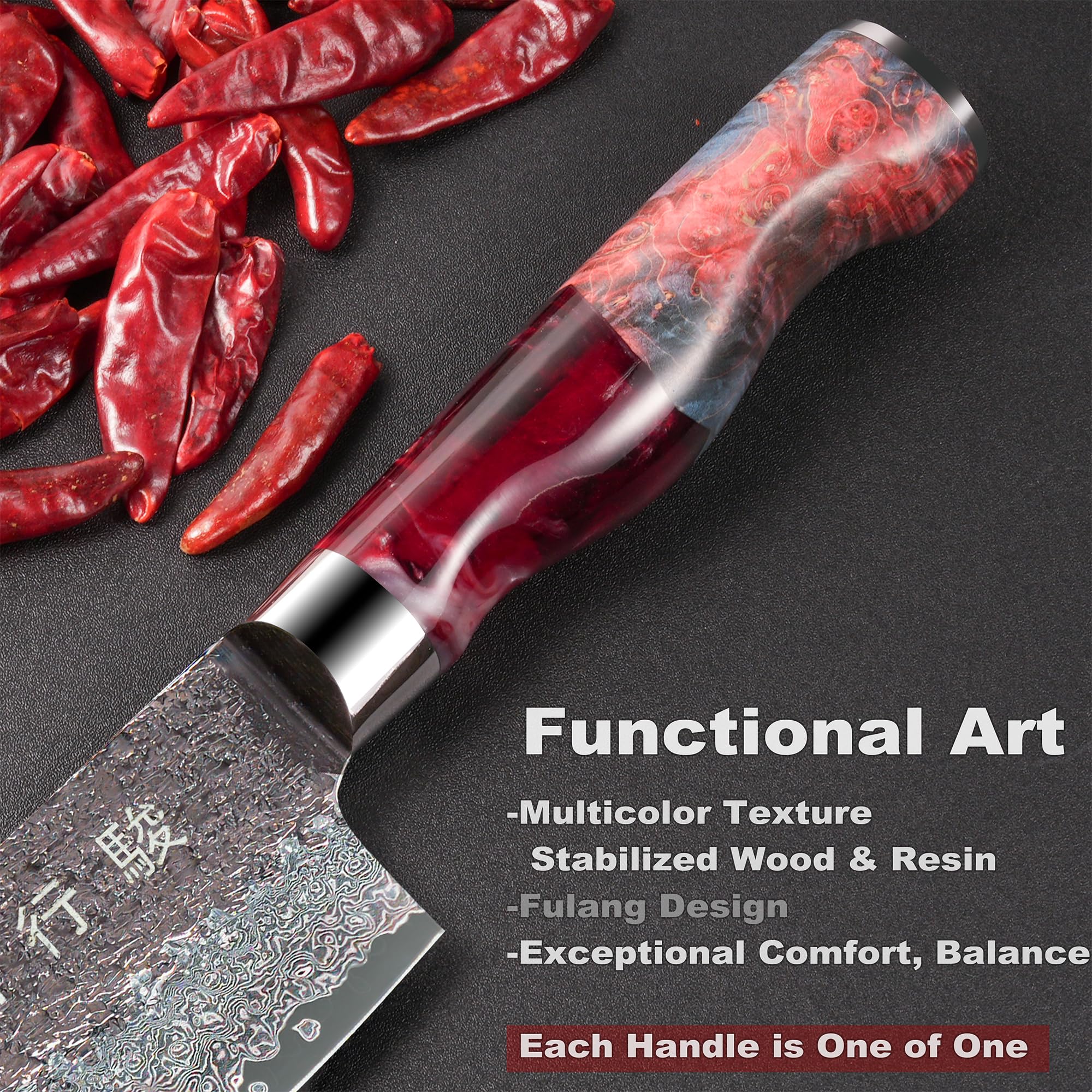 Japanese Chef Knife,8 Inch Chefs Knife Damacus with VG10 Steel Core,Professional Black Forged Kitchen Knives with Ergonomic Handle,Sharpening Stone & Luxury Gift Box, Cooking Gifts for Men Women — Amazon image 4