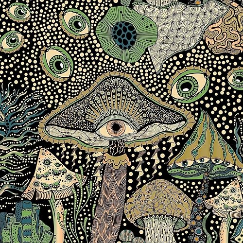 WENMER Papel tapiz autoadhesivo de 17.7 pulgadas x 19.7 pies, papel tapiz floral de hongos bohemios, papel de contacto de hongos, vinilo