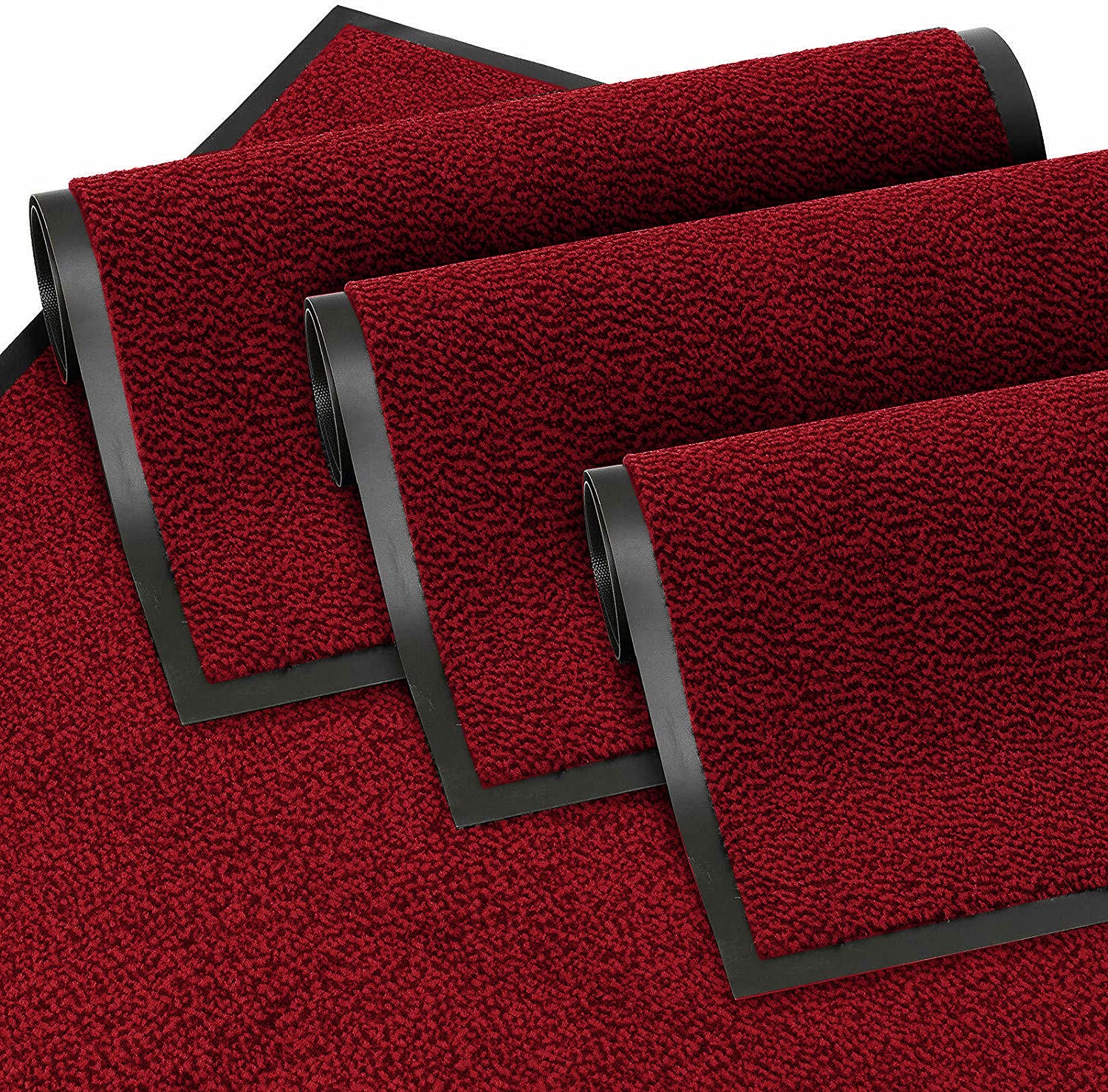 TrendMakers LARGE RED/BLACK NON SLIP DOOR MAT RUBBER BACKED PVC EDGED KITCHEN RUNNER FRONT DOOR ENTRANCE OUTSIDE DOORMAT PATIO RUG DIRT DEBRIS MUD TRAPPER WATERPROOF MAT(60 x 160 CM)