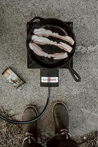 Miniatura 5 de GasOne Quemador de propano único de alta presión – Cocina al aire libre con escudo térmico y protector – Cabezal de quemador de propano para Negro