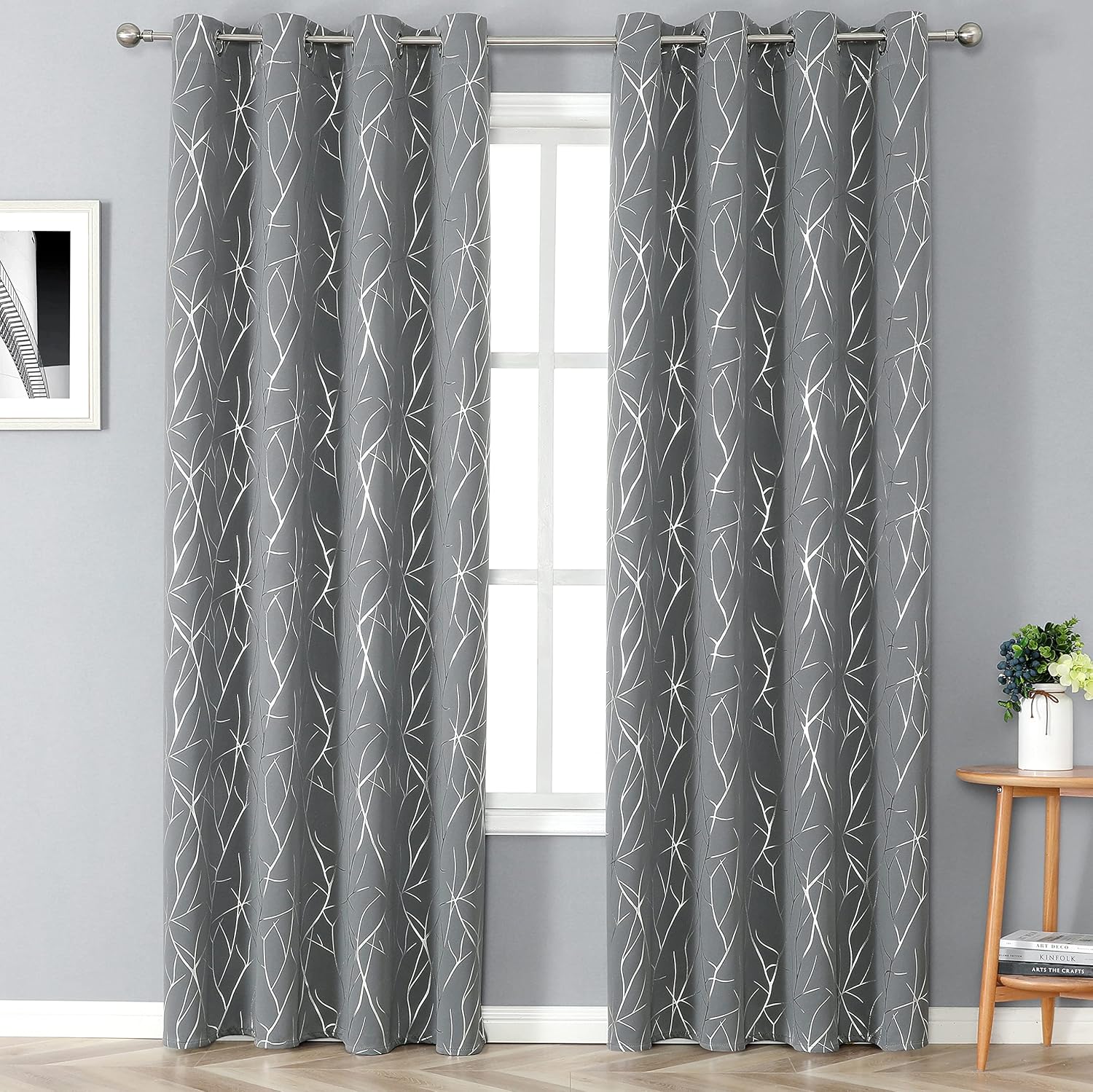 Estelar Textiler Grey Blackout Curtains for Living Room