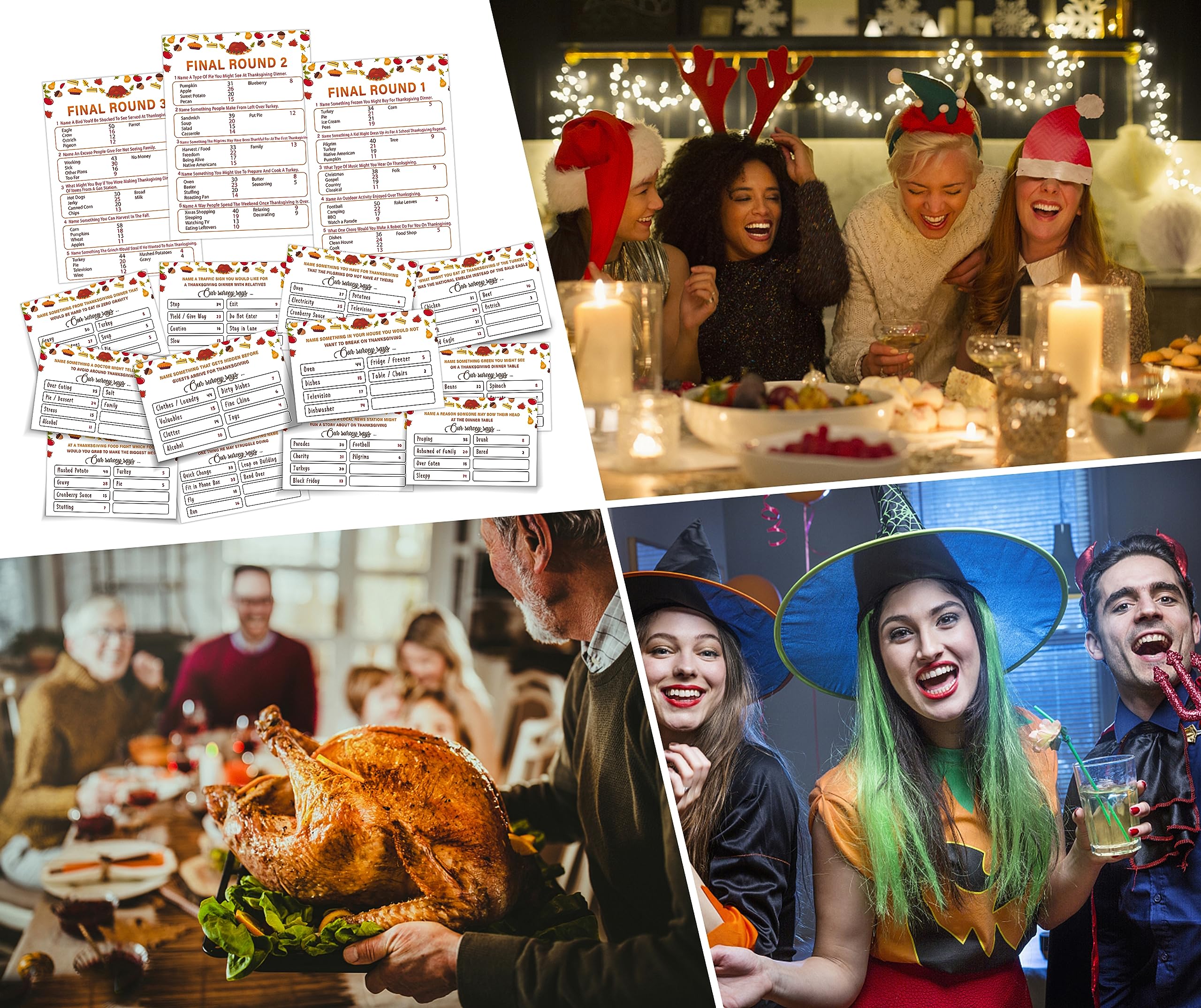 Thanksgiving Friendly Feud Game - Fun Party Game For Adults & Families | Guess Top Answers, Ice Breaker, Trivia Cards | Includes 15 Question Cards - View #12