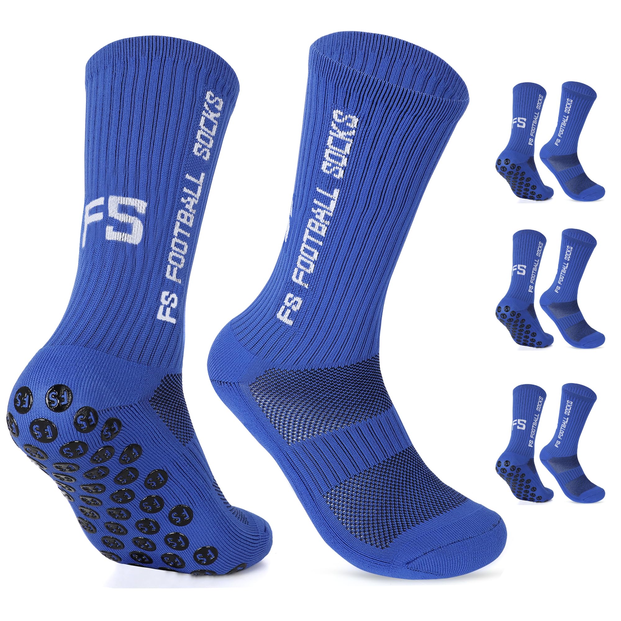 Gohanny Calze Calcio Antiscivolo Pacco da 3 Grip Socks Calcio, 35-39 39-46, Pettinato al 75%, Traspirante ed Elastico, Football Socks per Uomo Donna-Unisex Adulto
