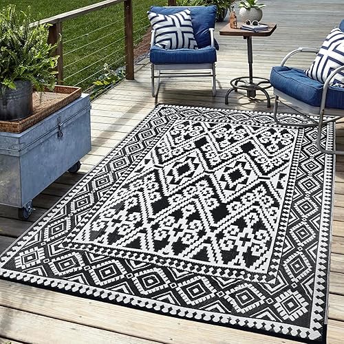 Alfombra de exterior de 8 x 10 pies, impermeable, para exteriores de tu caravana, exterior, campamento, cubierta, porche, balcón, patio trasero, disponible en Yaxa Peru