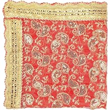 Decorative Puja Cloth Chunari Netted ClothSize-18"x18"Chunni Puja Indian Traditional Navratri Festival Laxmi Poojan Decor Chunr MATA Ki Chunri for Statue Chowki Aasan Mat Posters Frame Red