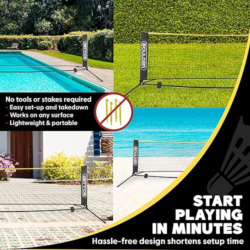 Miniatura 4 de Boulder Badminton Pickleball Net - Height Adjustable Portable Net for Junior Tennis Kids Volleyball  Soccer and Backyard Games - Easy Setup Nylon