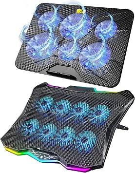 AICHESON 003 Blue Laptop Cooler Pad and AA3 Gaming Laptop 8 Cooling Fans Set